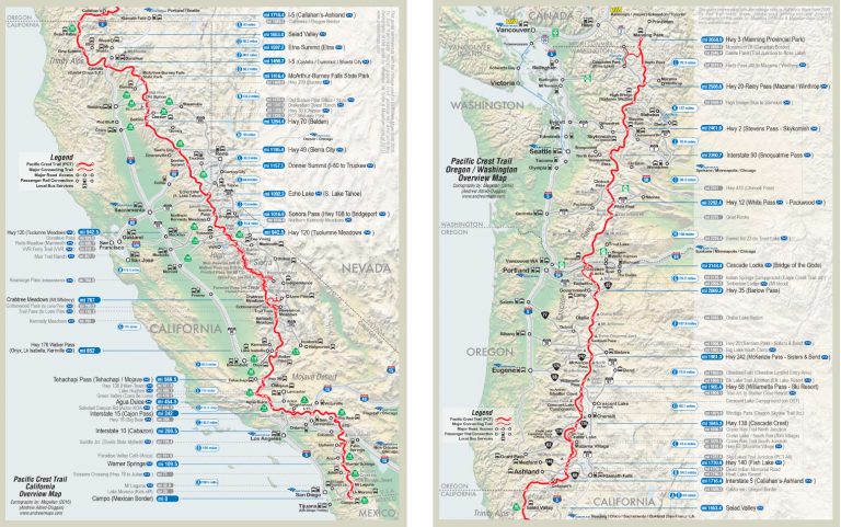 Pct Overview New Maps Of Pacific Crest Trail Map Southern California