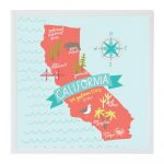 Petal Lane Alexa California Map Art Board, White Frame, Magnetic   California Map Art