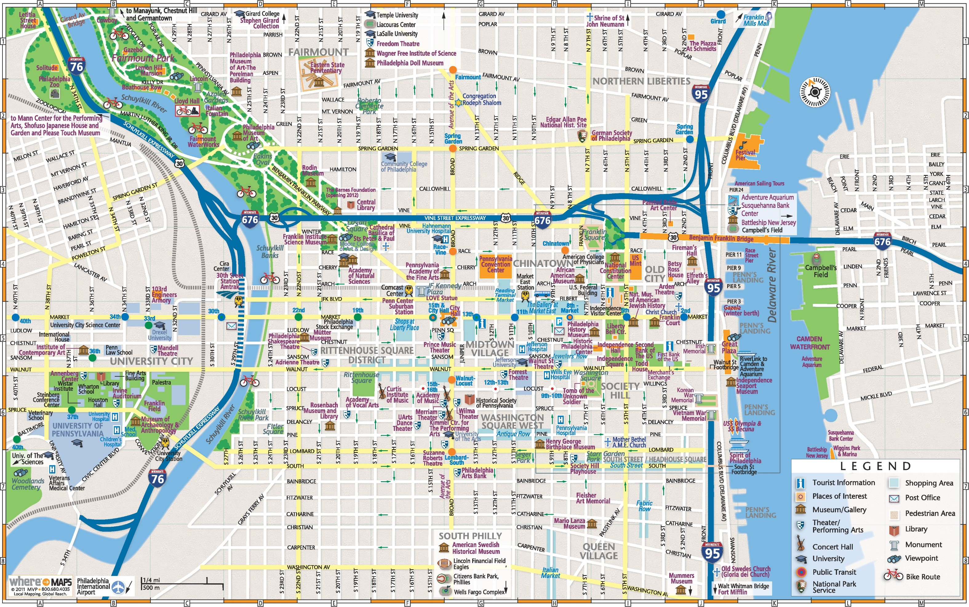 Philadelphia Downtown Map - Printable Map Of Downtown Chicago Attractions