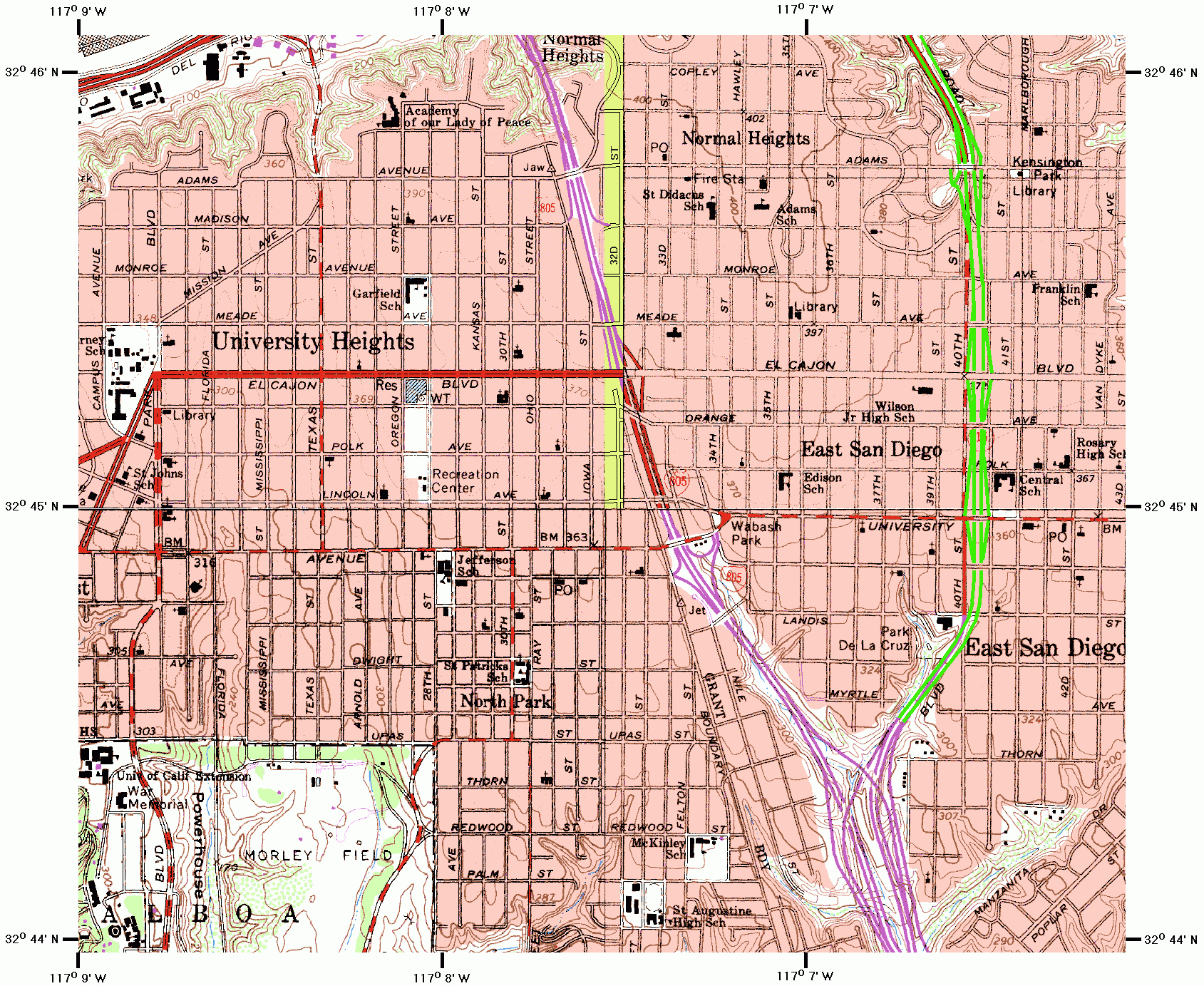Philip Erdelsky&amp;#039;s Map Page - Detailed Map Of San Diego California