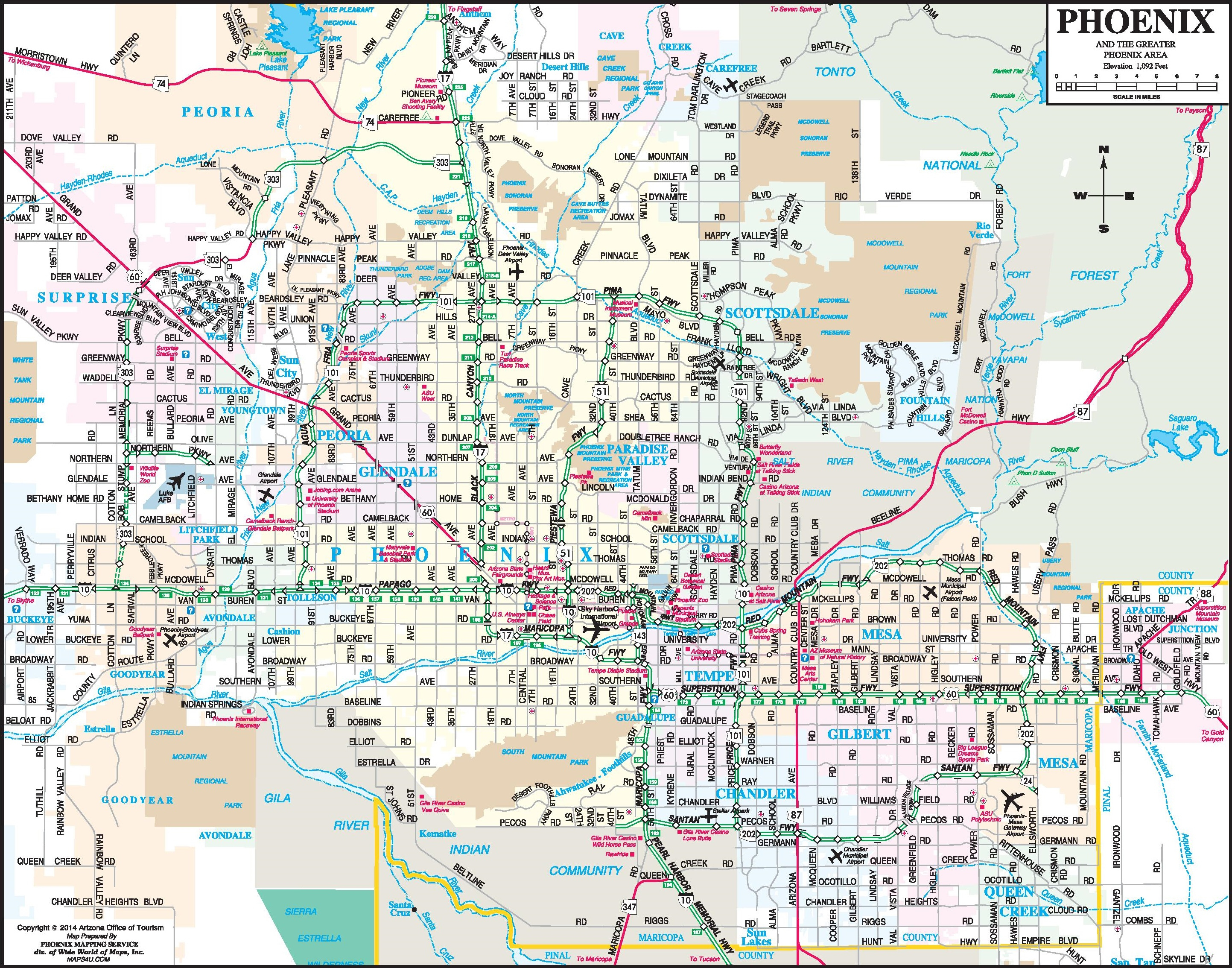Phoenix Maps | Arizona, U.s. | Maps Of Phoenix - Phoenix Area Map Printable