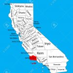 Photo Stock Vector Santa Map Of California Springs Santa Barbara   Map Of California Showing Santa Barbara
