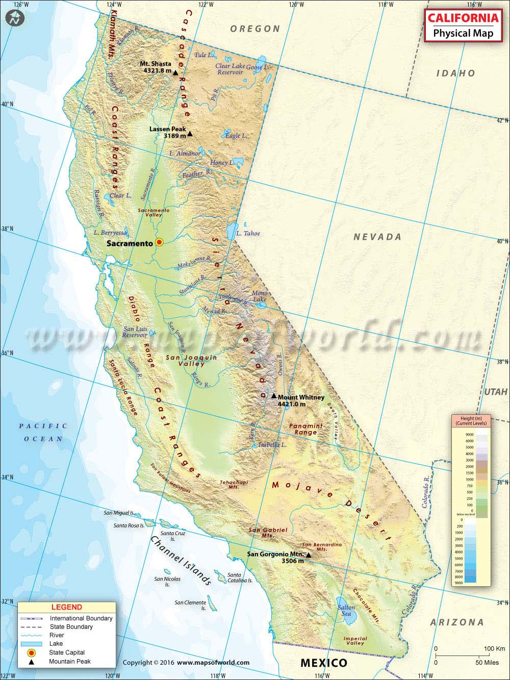 Physical Map Of California - Salton Sea California Map