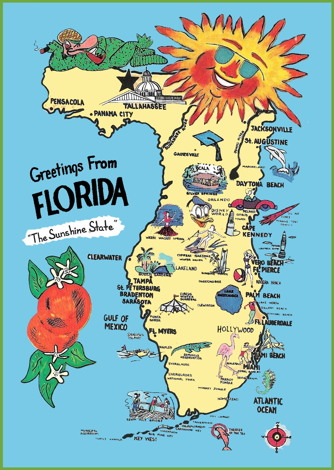Pictorial Travel Map Of Florida - Florida Tourist Map
