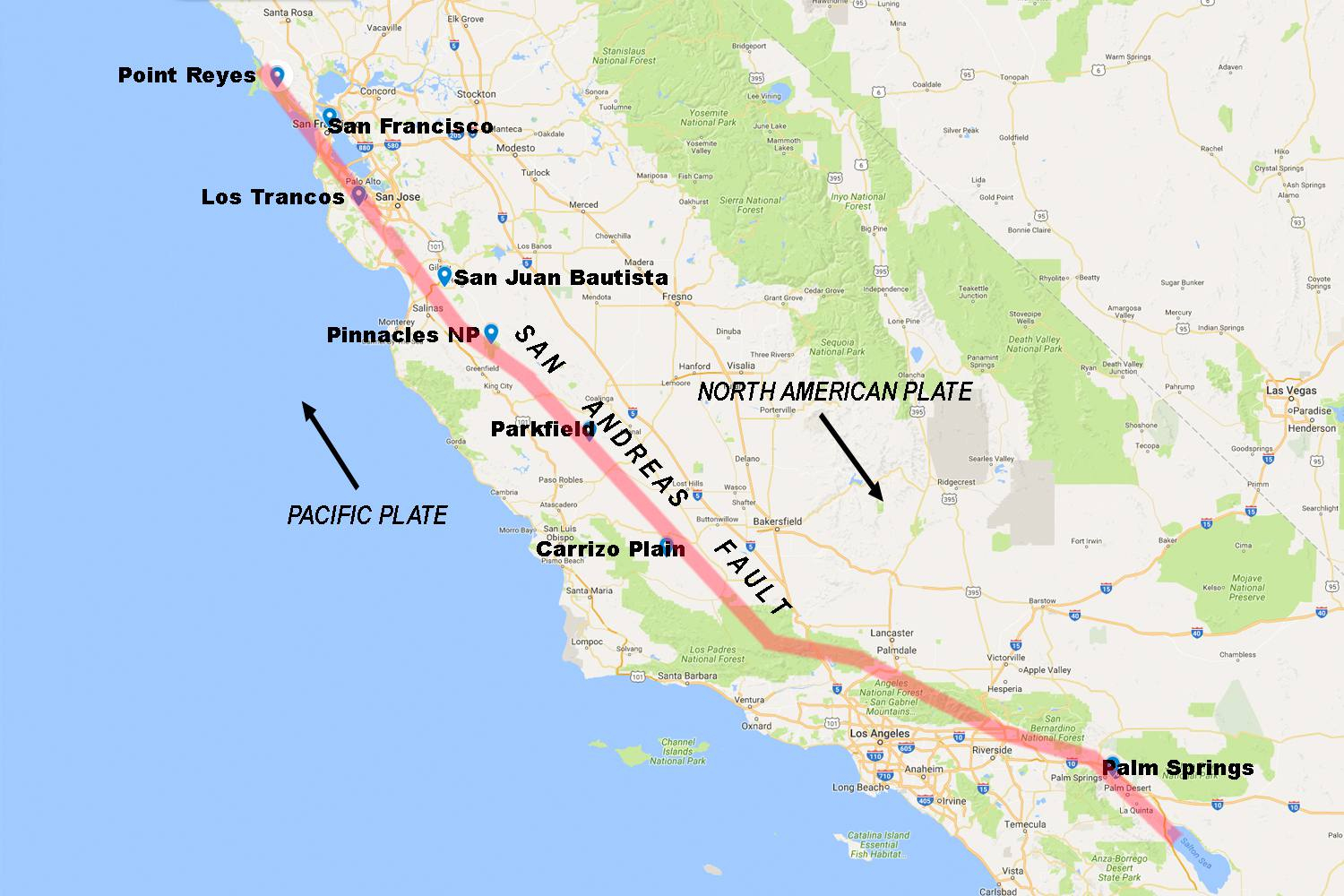 Pictures Of The San Andreas Fault In California - Map Of The San Andreas Fault In Southern California