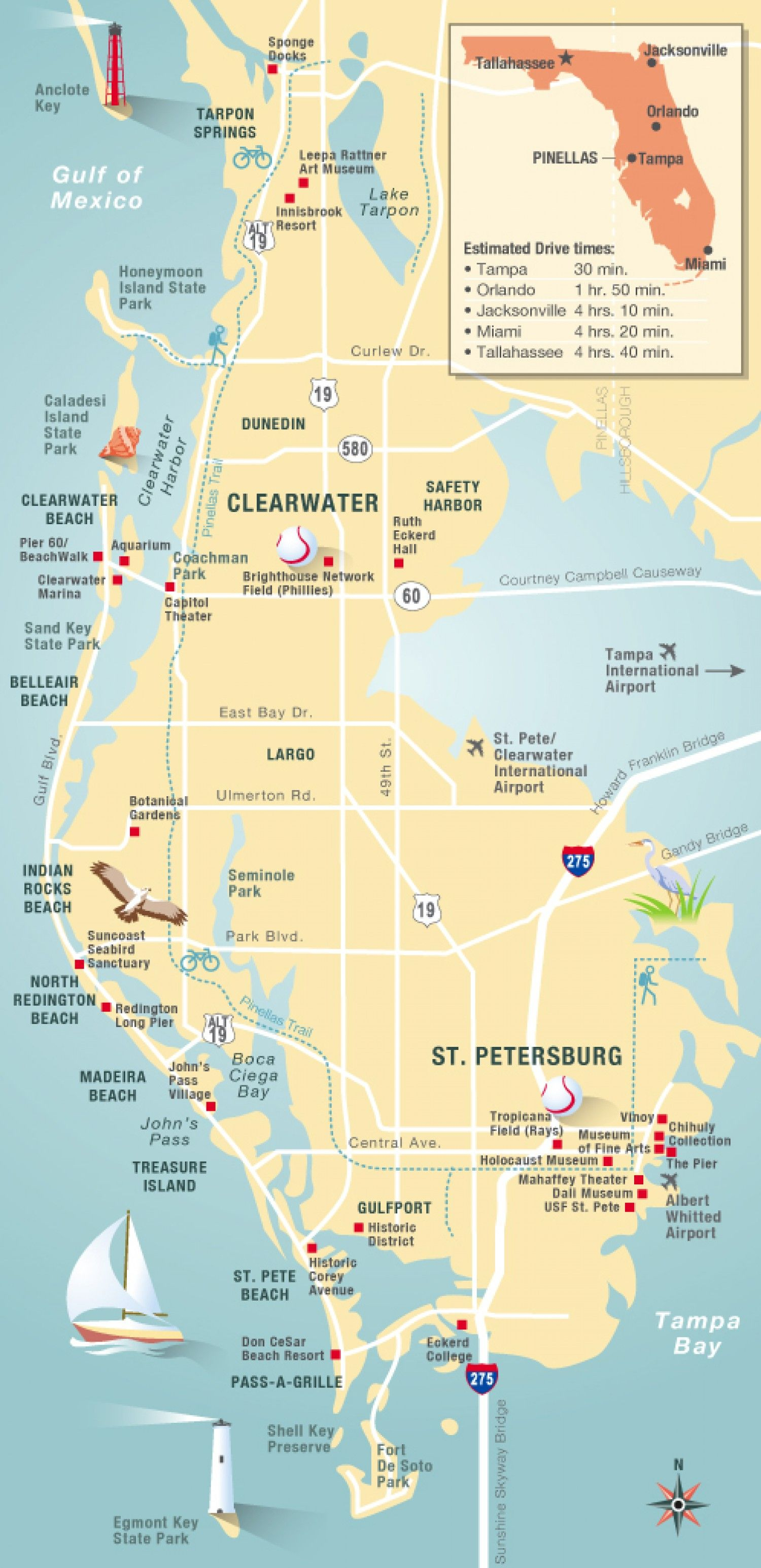 Pinellas County Map Clearwater, St Petersburg, Fl | Travel In 2019 - Clearwater Beach Map Florida