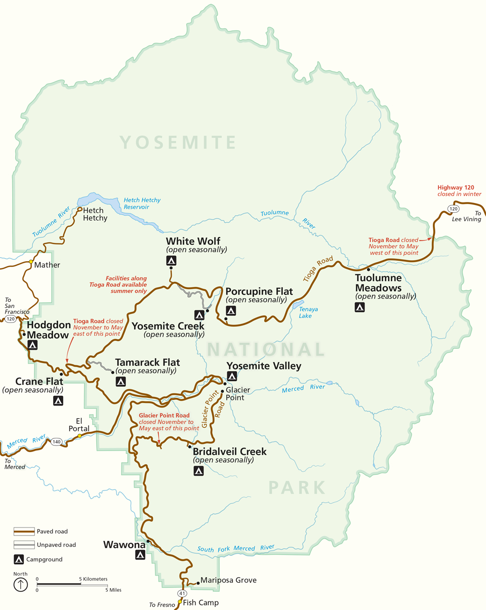 Places To Go - Yosemite National Park (U.s. National Park Service) - Yosemite National Park California Map