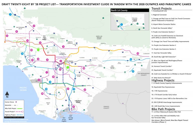 Plan Seeks To Complete 28 Transpo Projects2028 Olympics And Southern   Plan Seeks To Complete 28 Transpo Projects2028 Olympics And Southern California Metrolink Map 768x497 