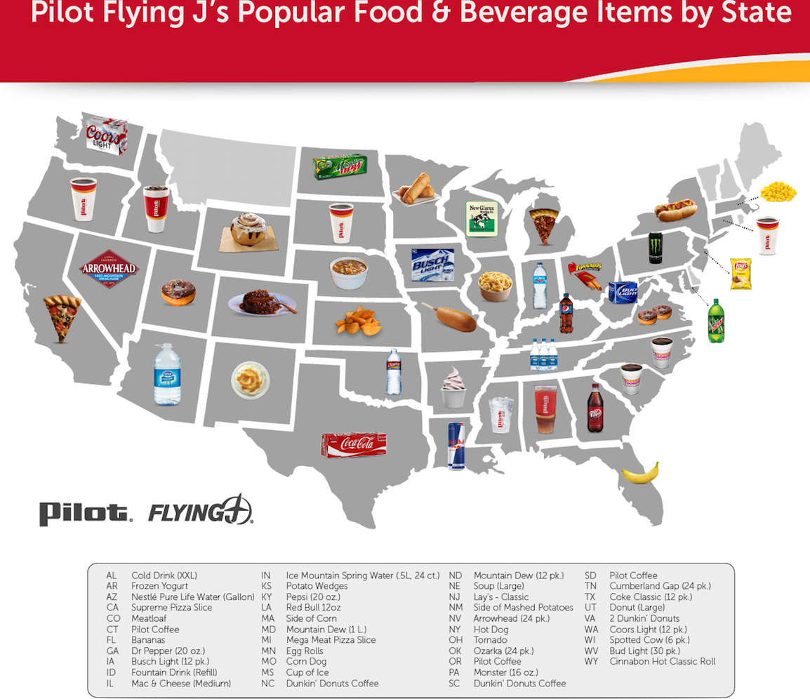 Popular Food – Pilot Flying J&amp;#039;s Truck Stop | Mainlink Logistics - Flying J California Map