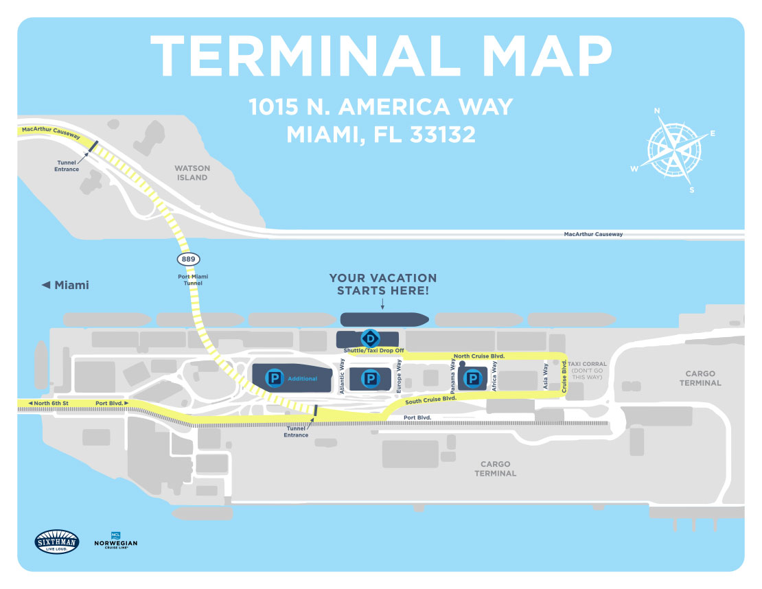 miami cruise ship port map
