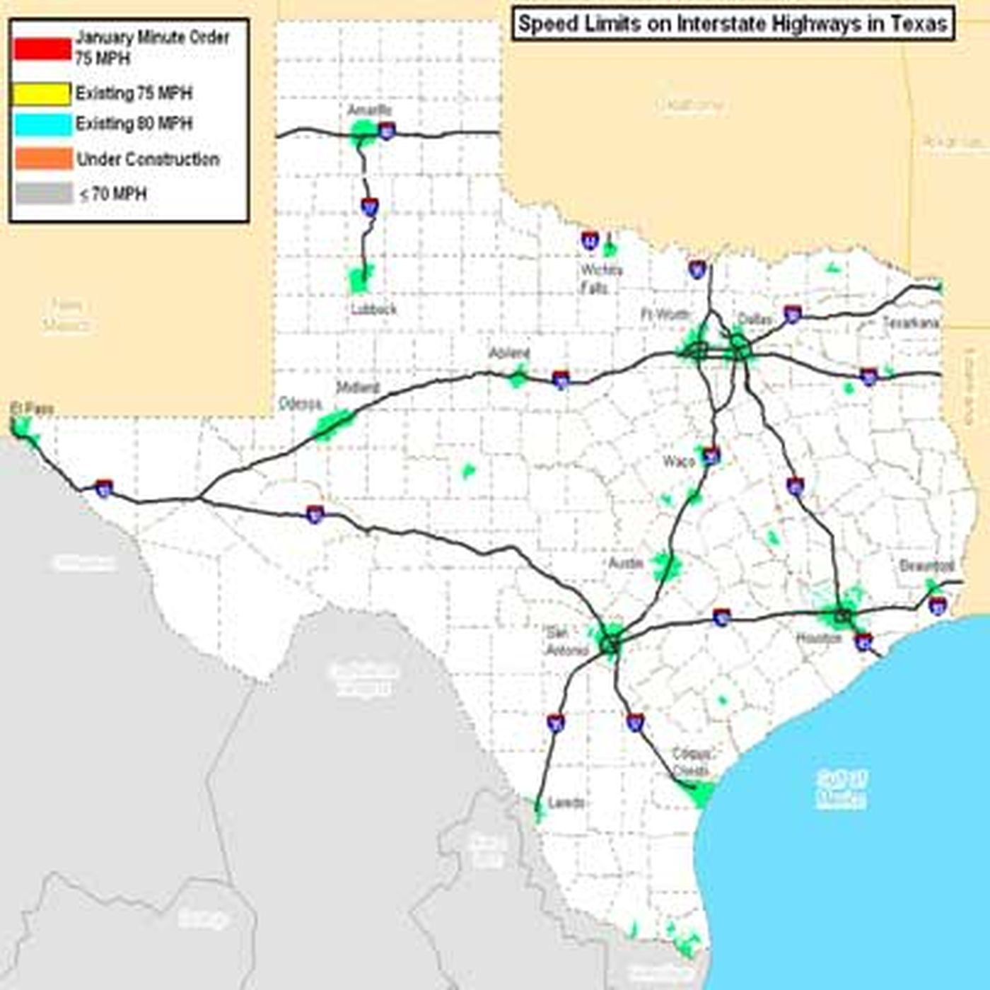 Portions Of Texas Interstate Highways To See Speed Limit Increase To - Texas Mile Marker Map I 20