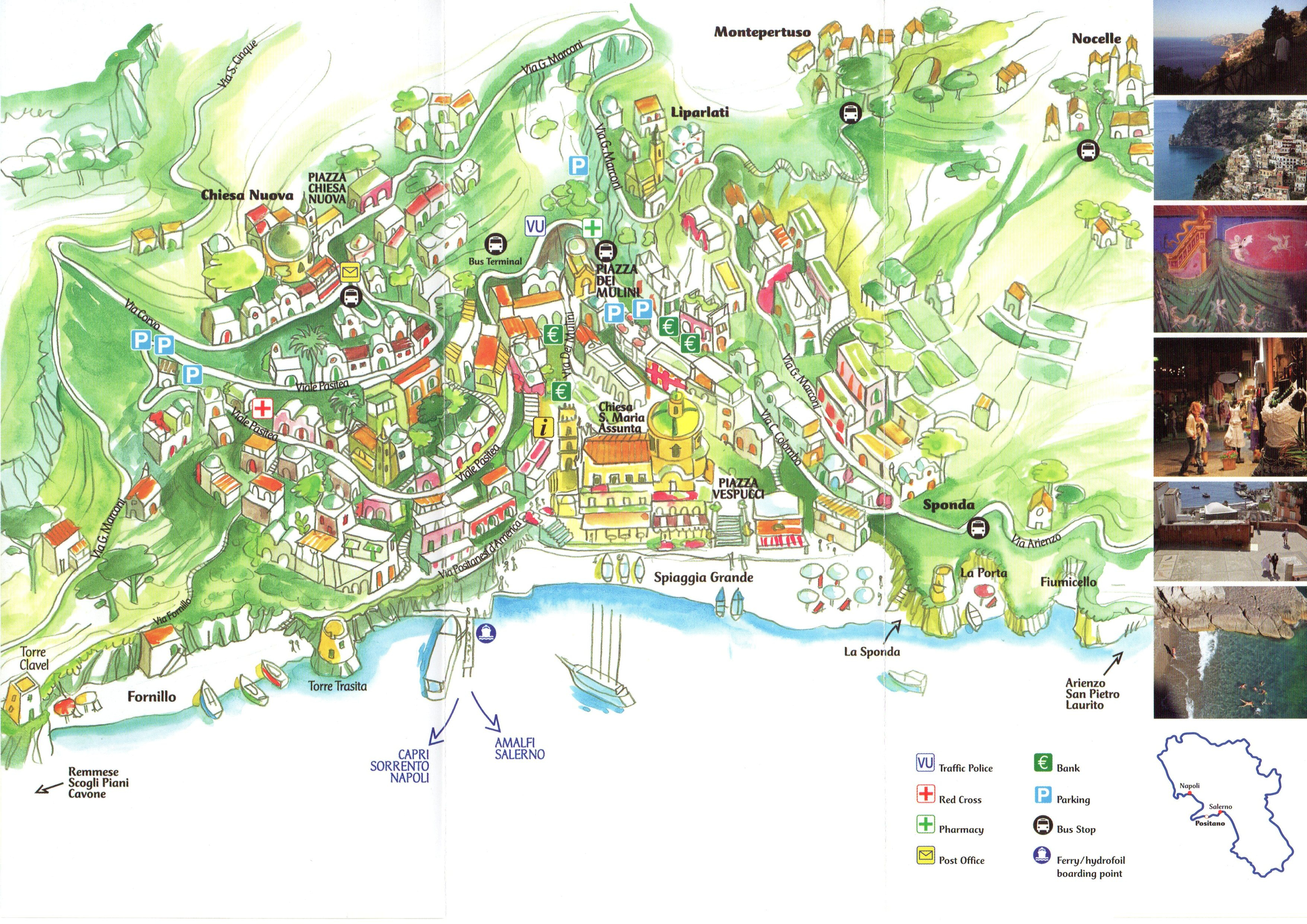 Positano Map - Printable Street Map Of Sorrento Italy