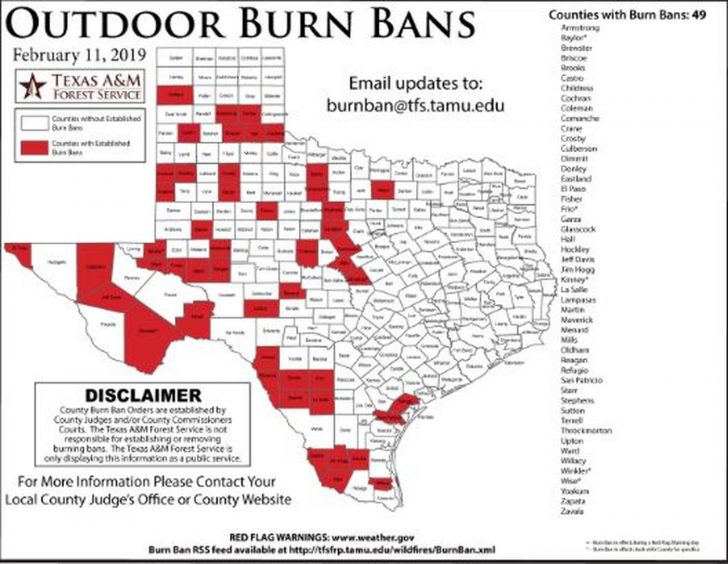 Burn Ban Map Of Texas
