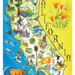 Printable Map Of California | Map Of California" Art Print   California Map Art