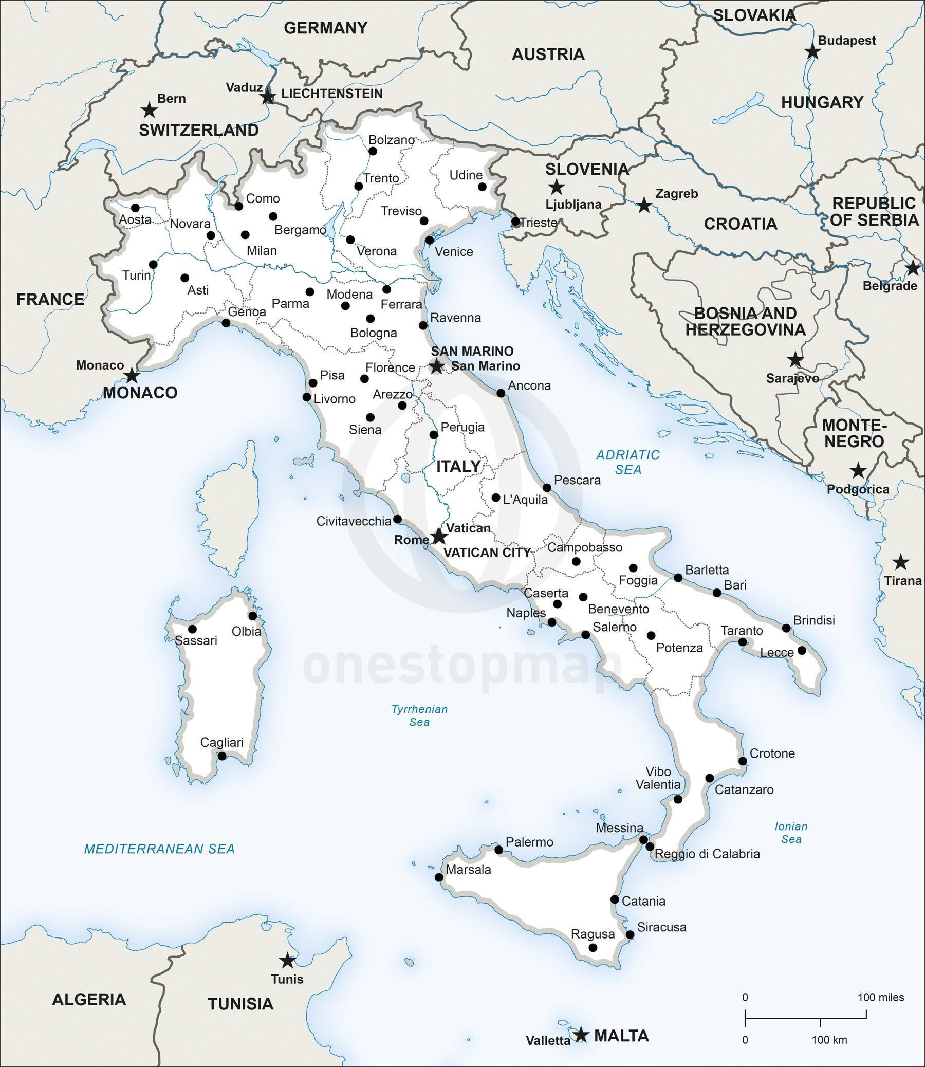 Printable Map Of Italy With Cities | Interesting Maps Of Italy - Printable Map Of Italy To Color