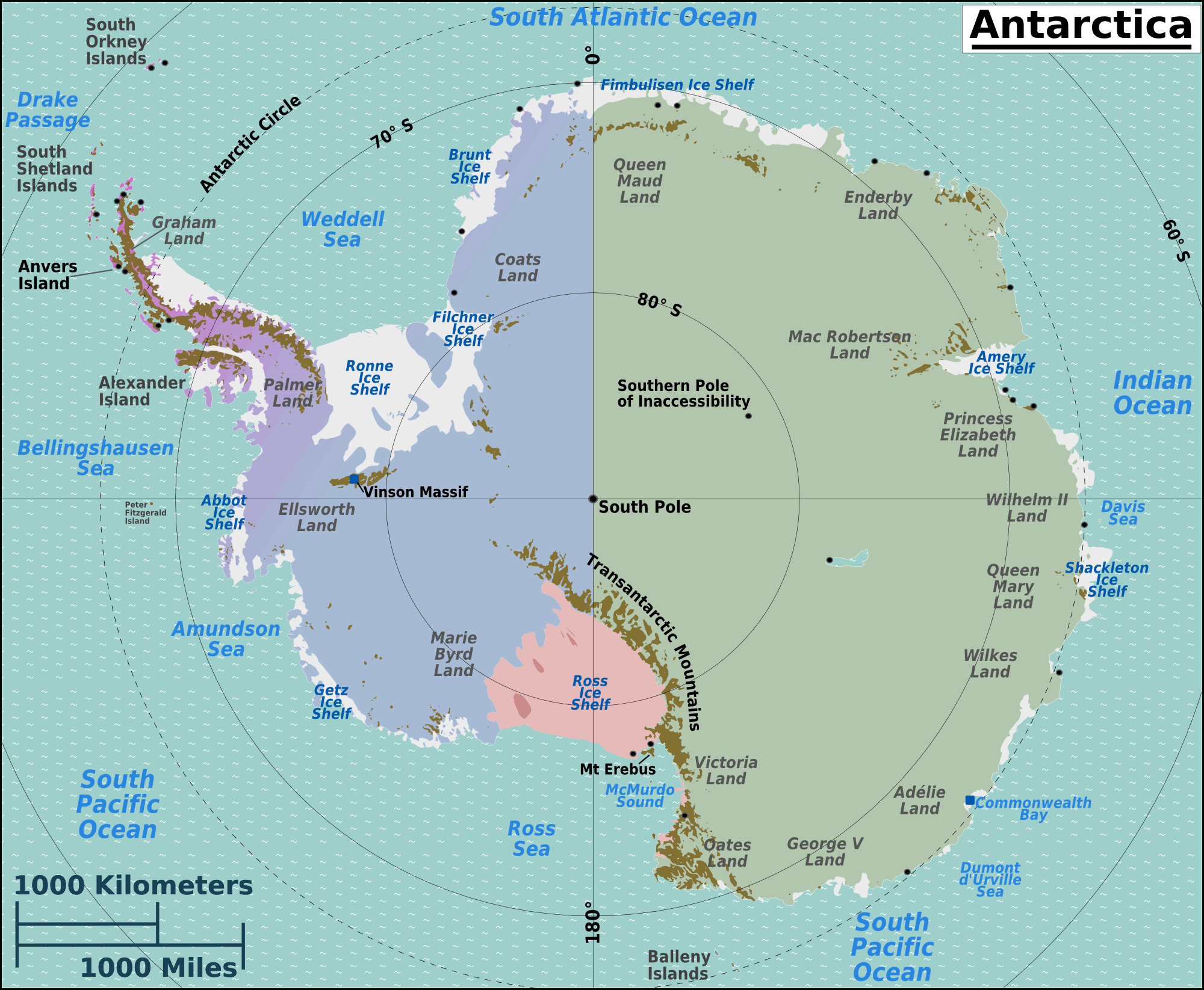 Printable Maps Of Antarctica And Travel Information | Download Free - Printable Map Of Antarctica