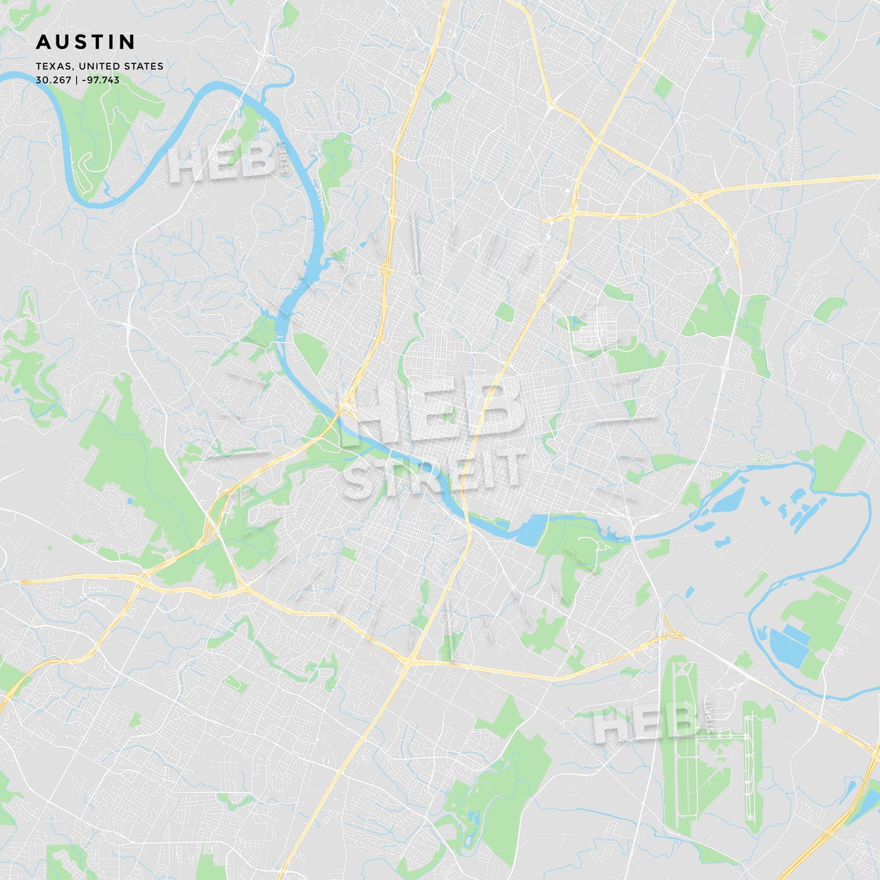 Printable Street Map Of Austin, Texas | Hebstreits - Printable Map Of Austin