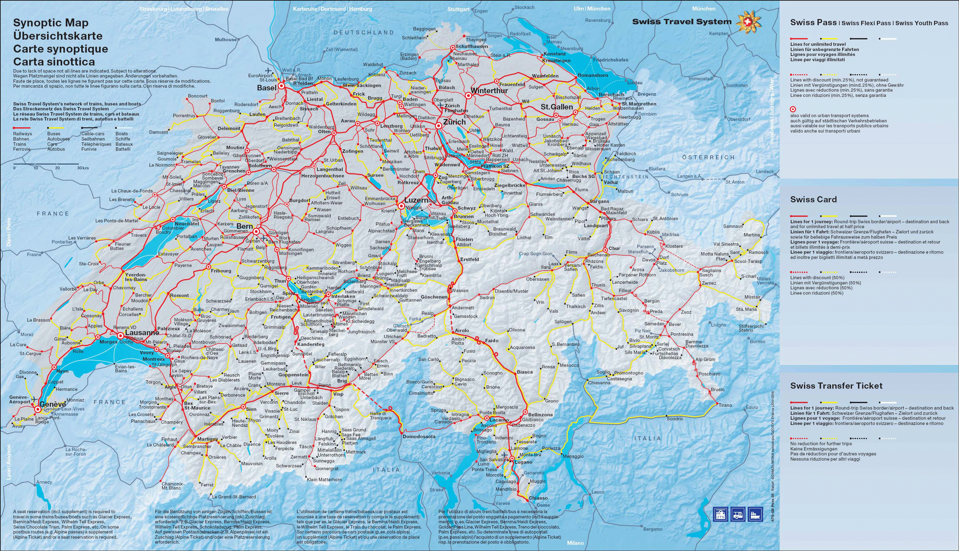 Printable Switzerland Travel Map,swiss Toursits Map,switzerland Tour - Printable Travel Map