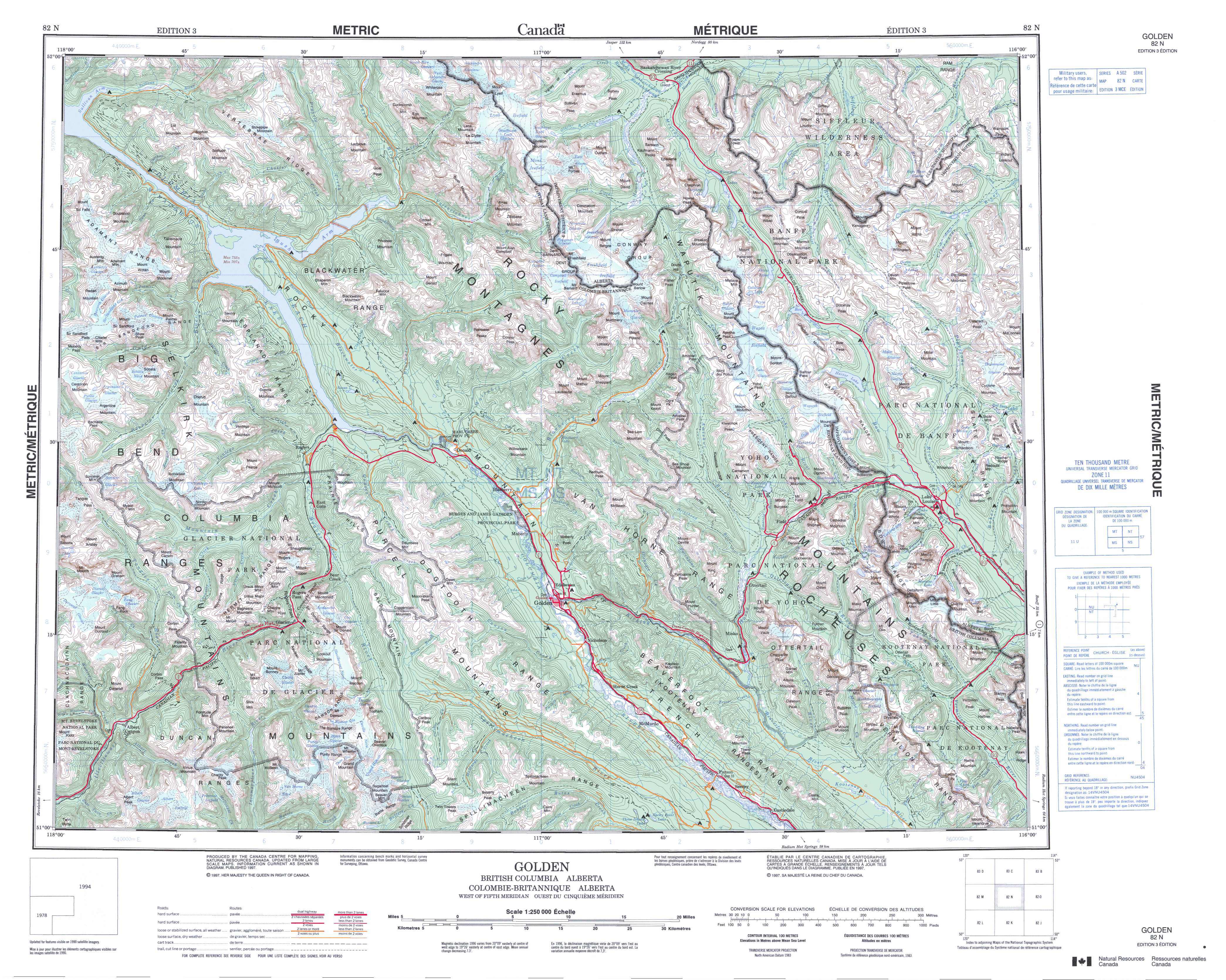 Printable Topographic Map Of Golden 082N, Ab - Free Printable Topo Maps Online