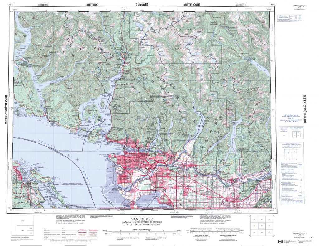 Printable Topographic Map Of Vancouver 092G, Bc Printable Topographic