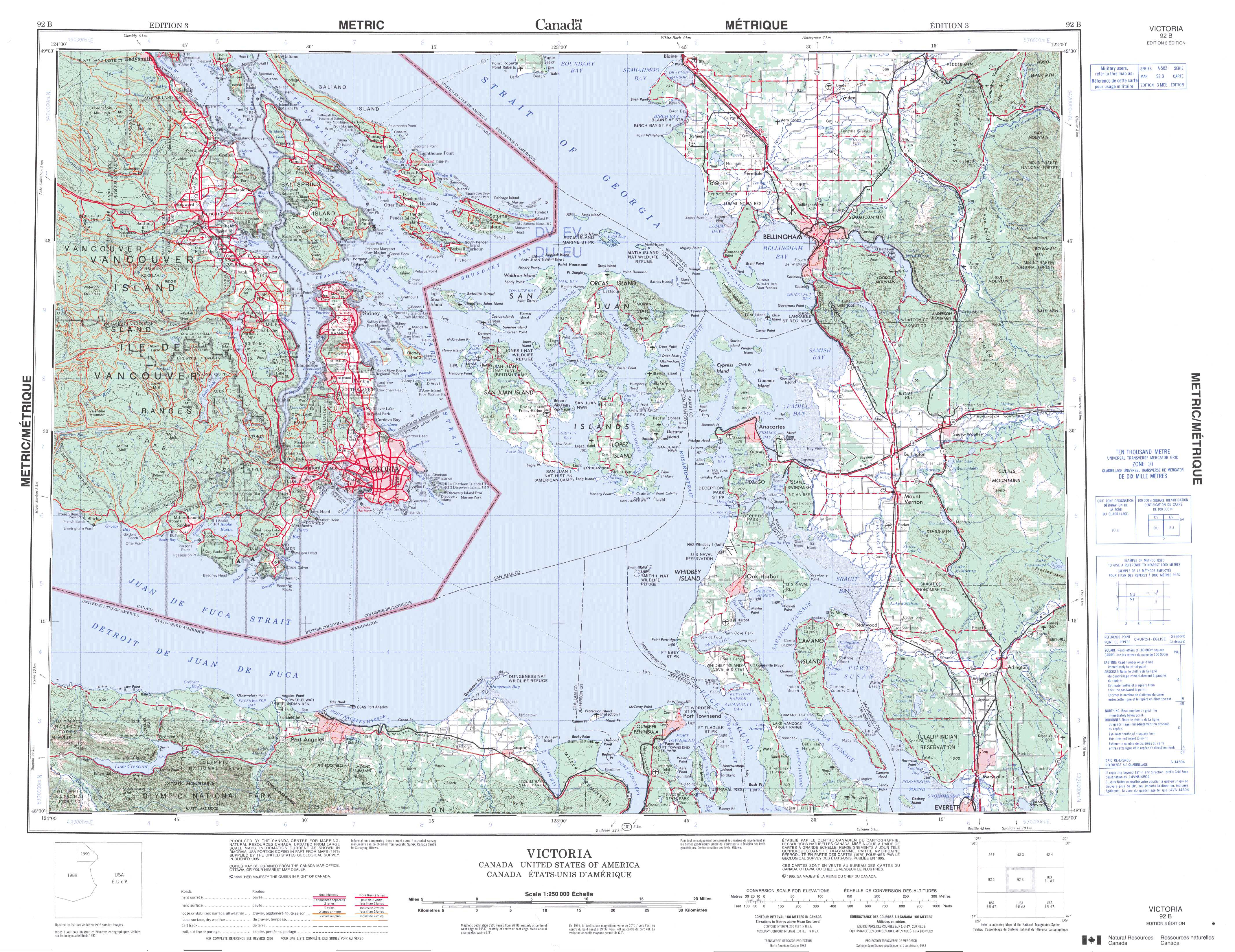 Printable Topographic Map Of Victoria 092B, Bc - Printable Topographic Maps Free