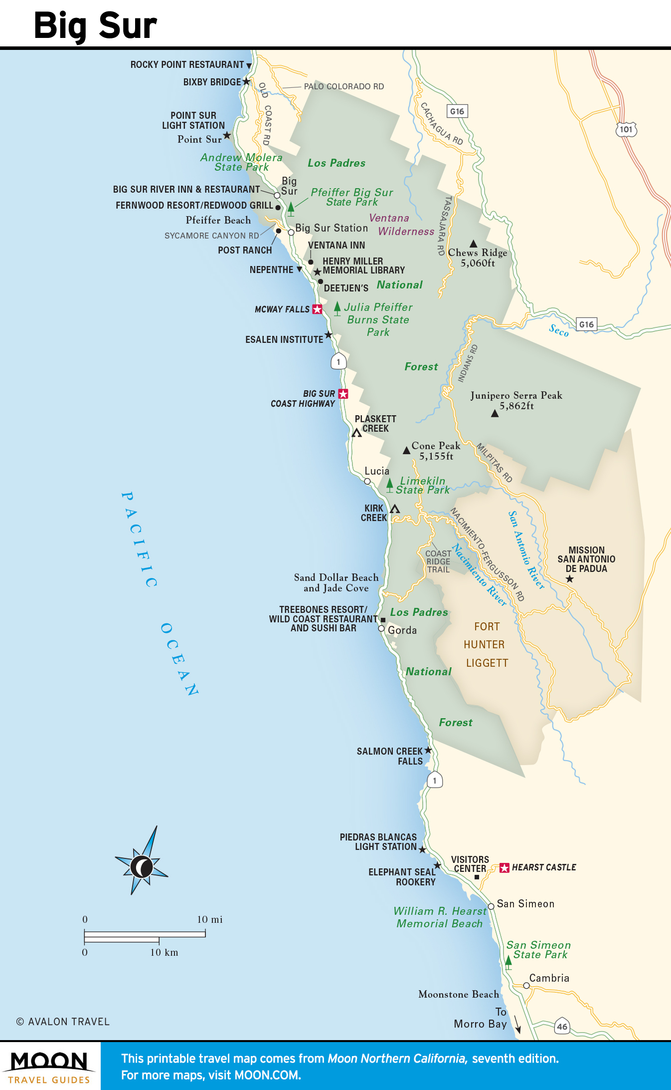 Printable Travel Maps Of Coastal California Moon Com In Map - Printable Road Trip Maps