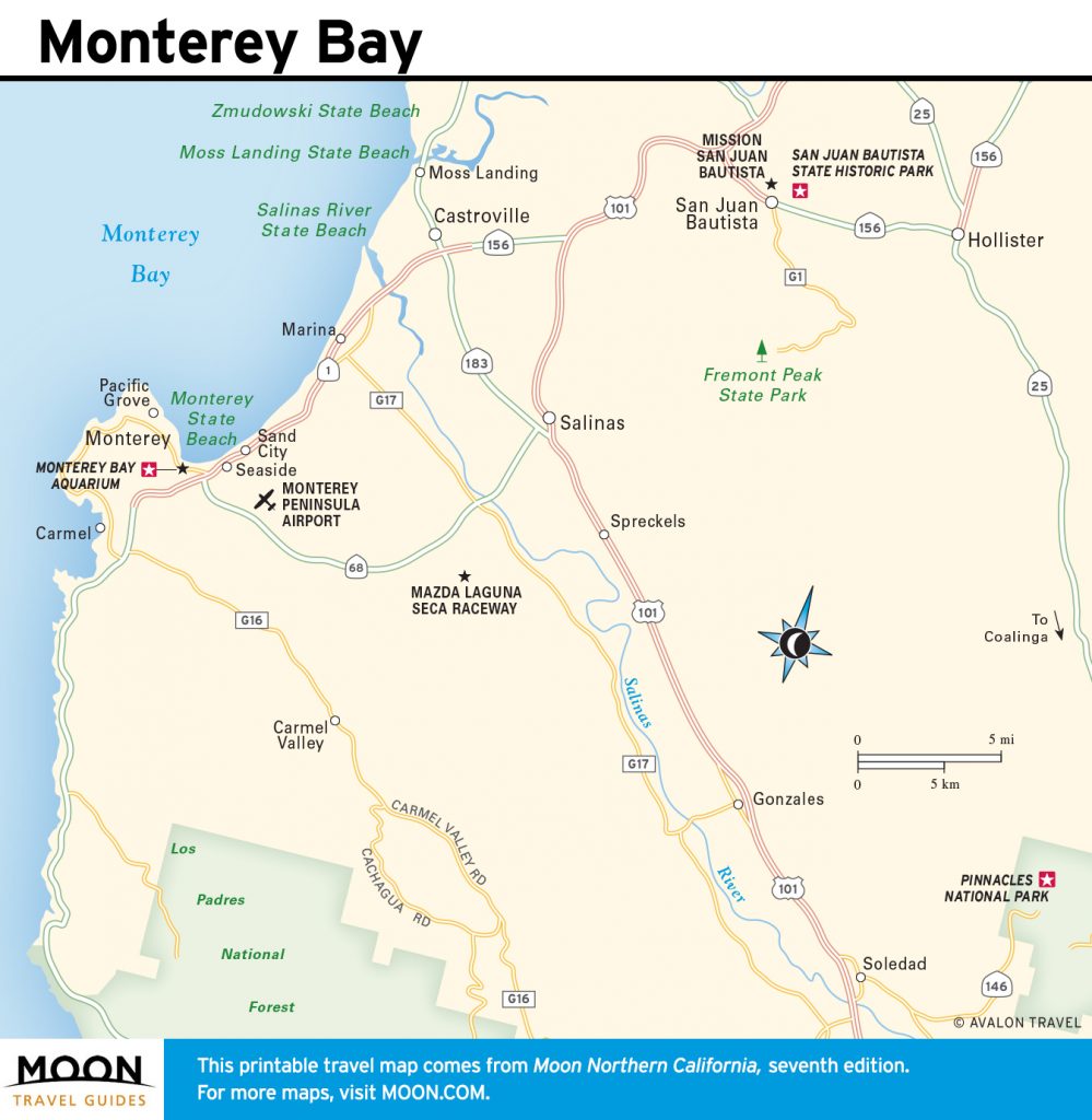 Printable Travel Maps Of Coastal California Moon Com Inside Monterey Monterey Bay California Map 999x1024 
