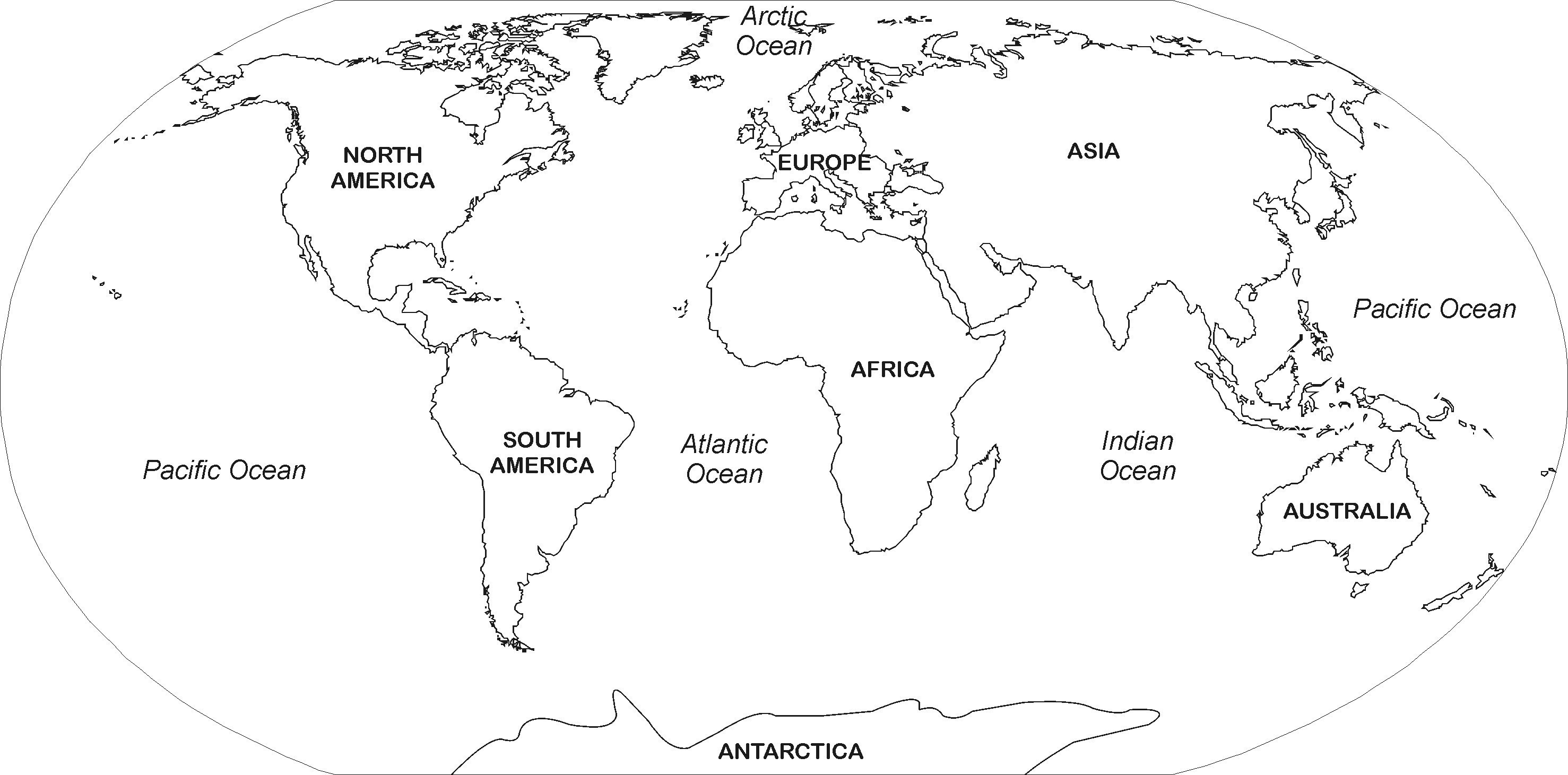 Printable World Map Black And White Printable Maps Printable World - Printable World Map