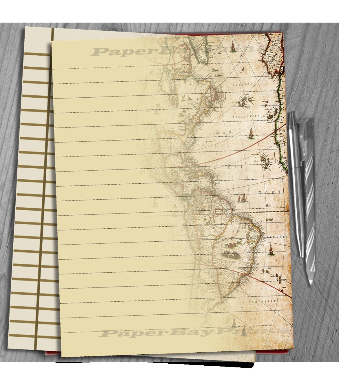 Printable Writing Paper Vintage Map Print Scrapbook Paper | Etsy - Printable Map Paper