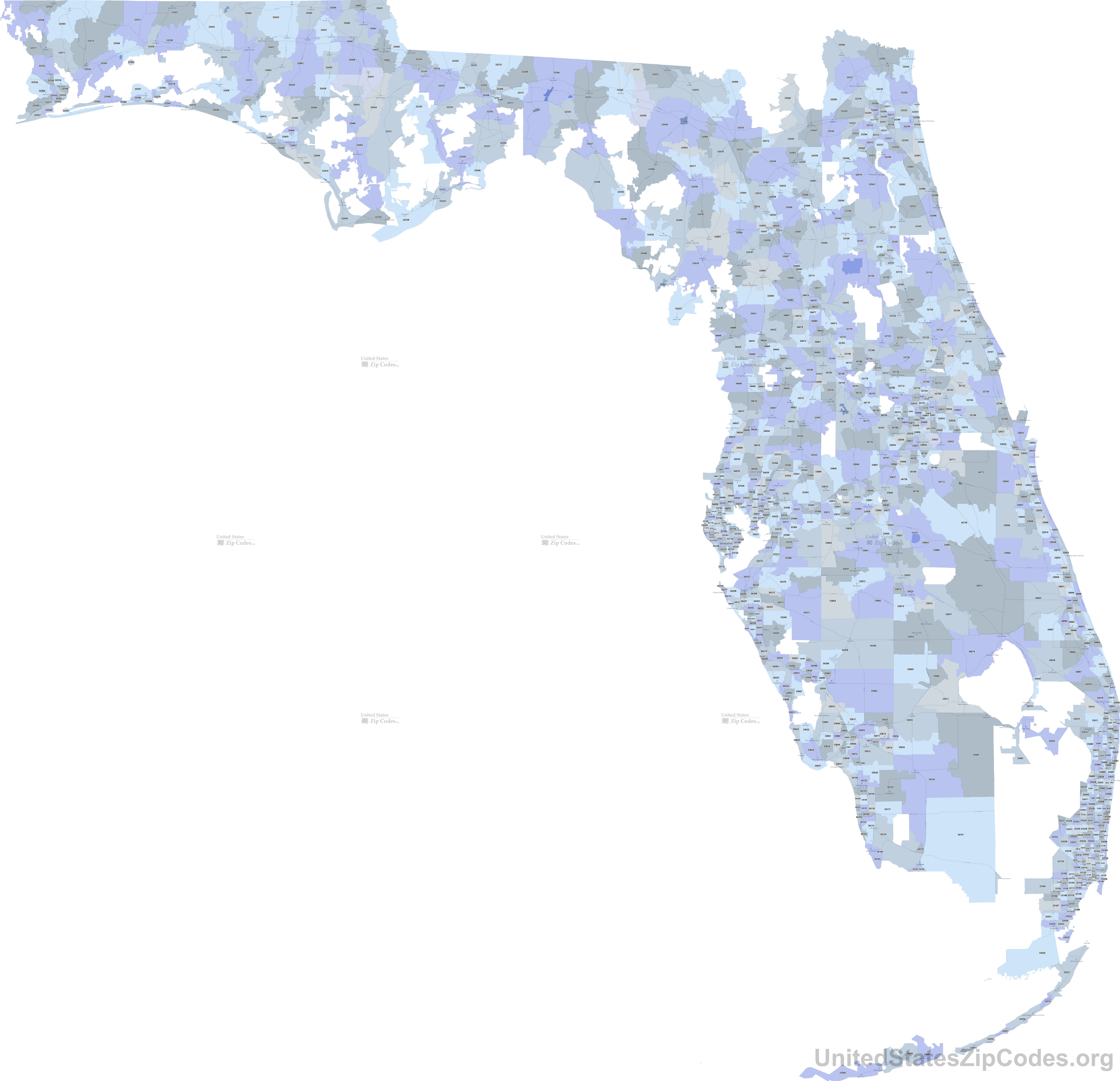 Printable Zip Code Maps - Free Download - Florida Zip Code Map