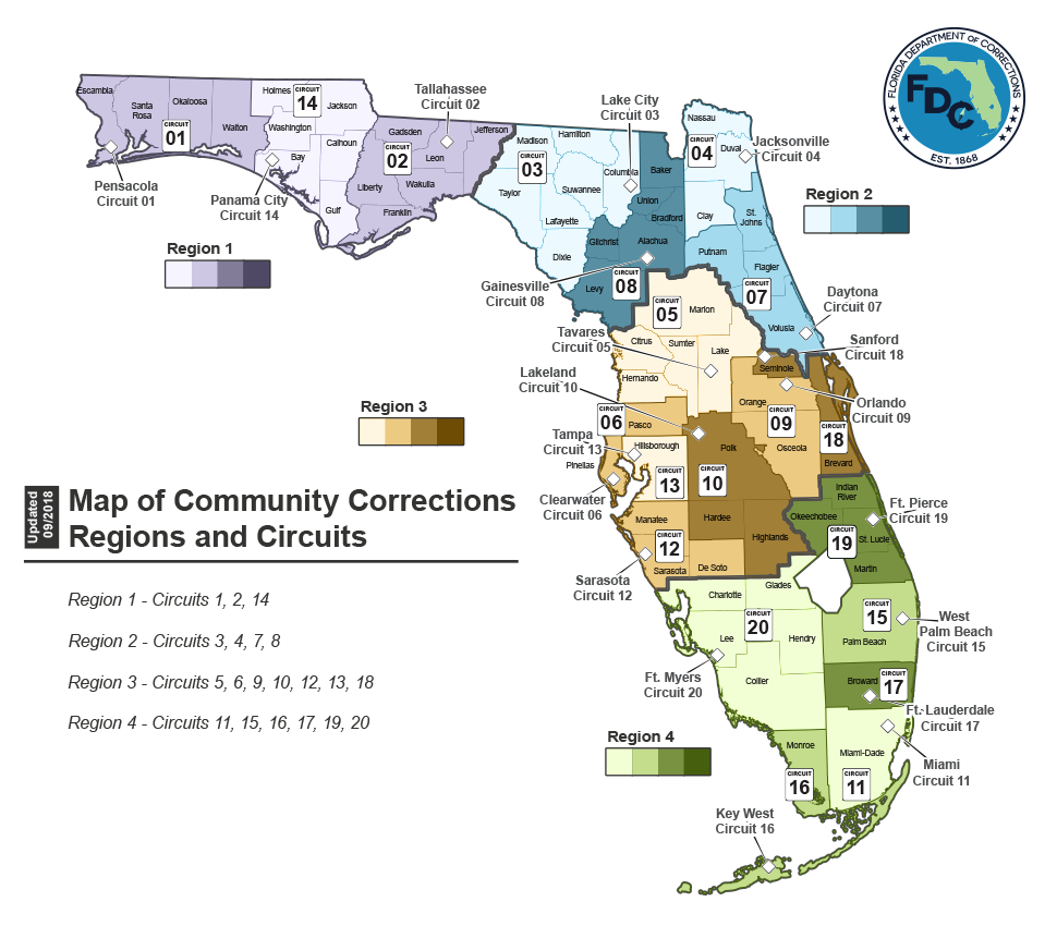 Probation Services -- Florida Department Of Corrections - Map Of Sexual Predators In Florida