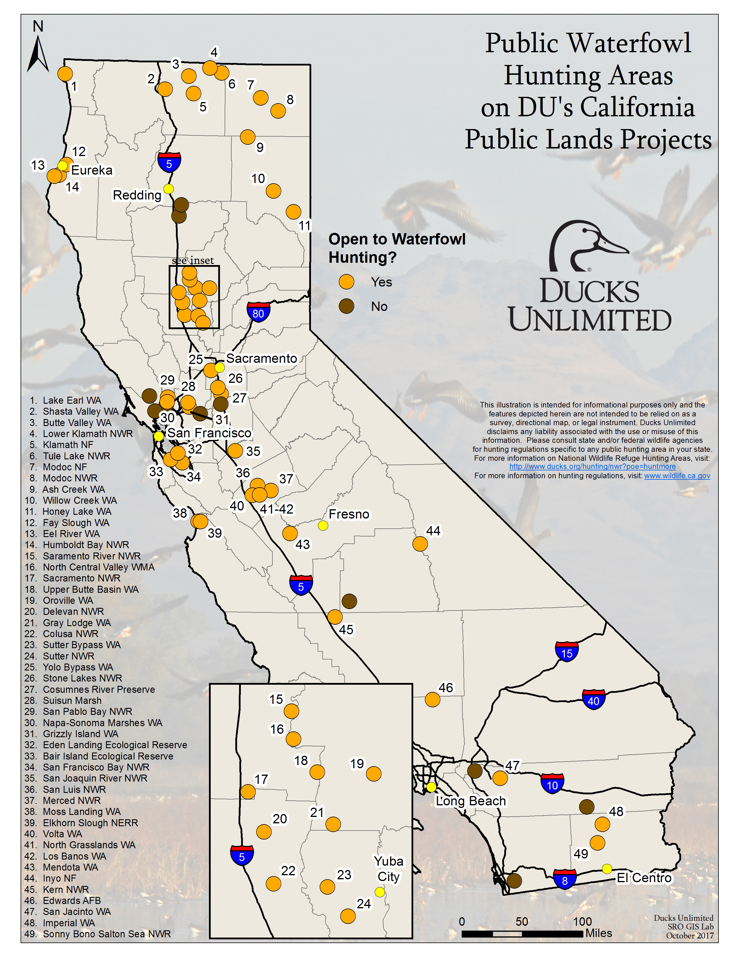 Public Waterfowl Hunting Areas On Du Public Lands Projects - California Hunting Map