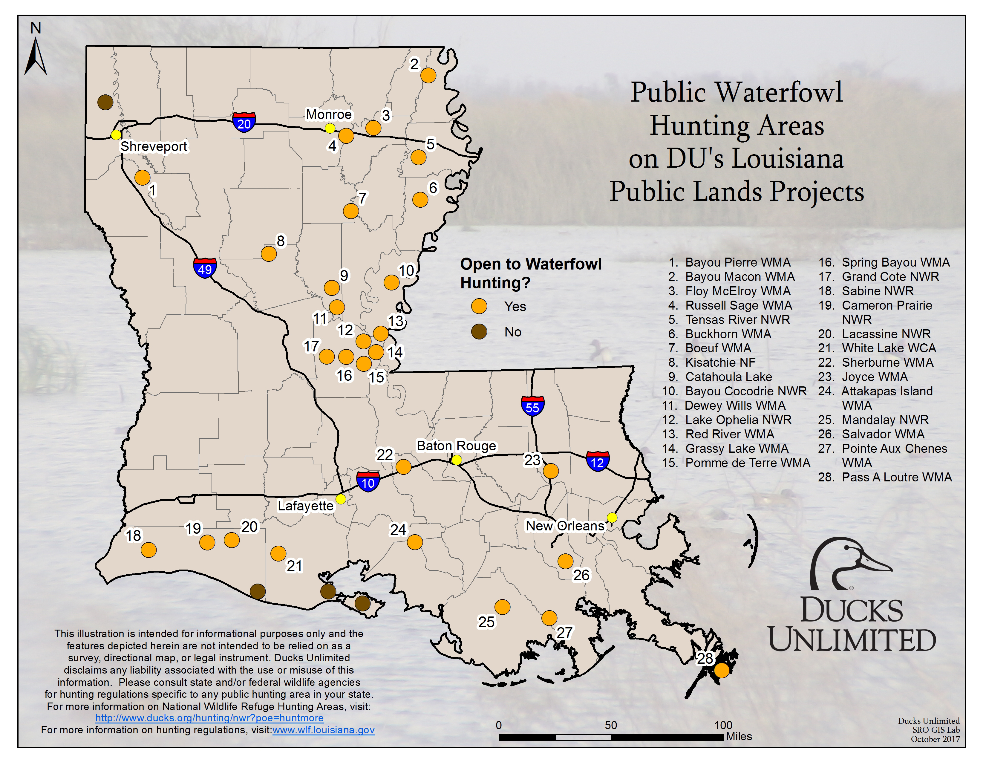 Public Waterfowl Hunting Areas On Du Public Lands Projects - Texas Public Deer Hunting Land Maps