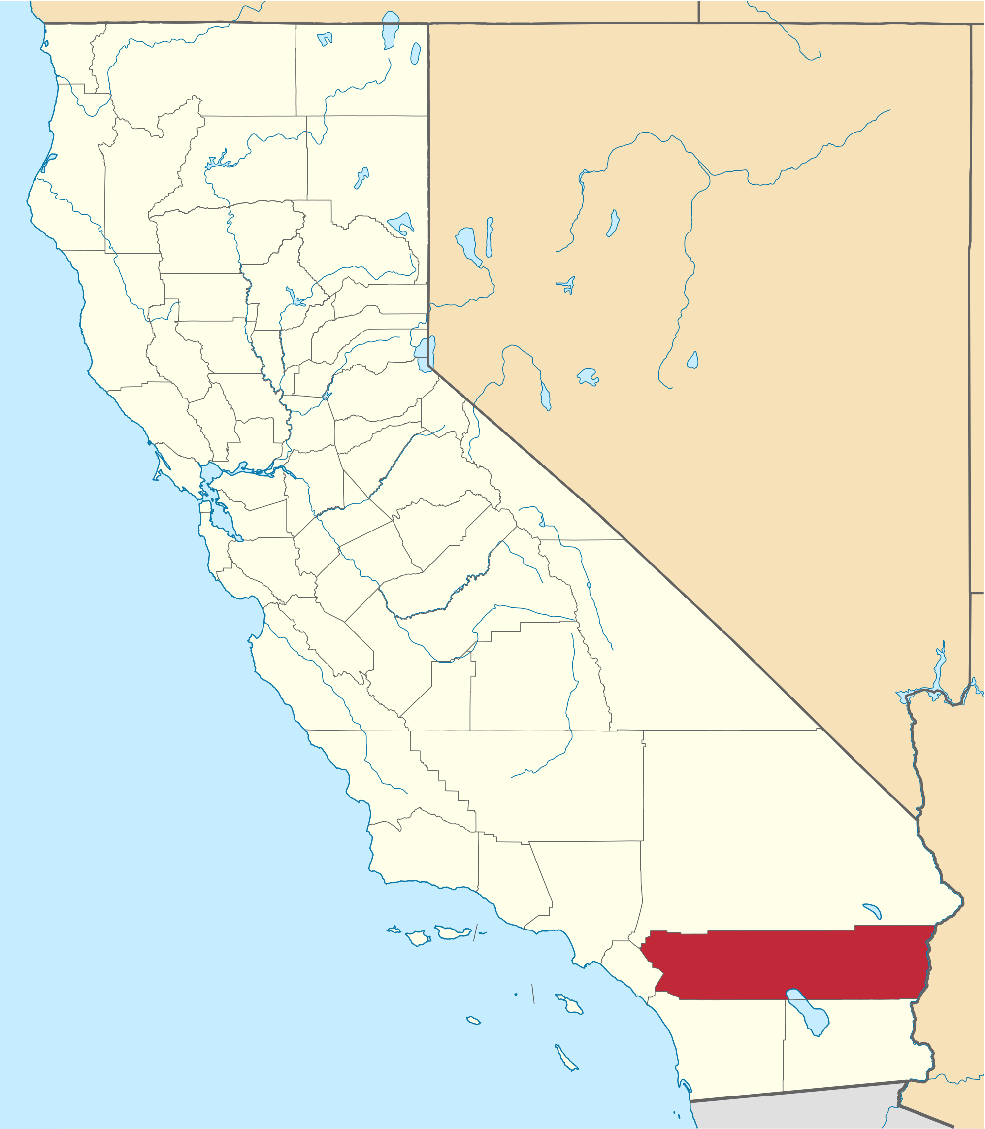 Px Map Of California Highlighting Riverside County Svg Printable Map - Printable Map Of Riverside Ca