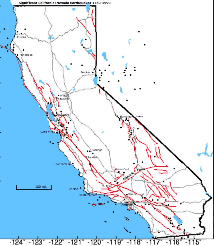 Quakes Faults Hd Hq Map Map California Fault Lines Klipy California Fault Lines Map 728x835 