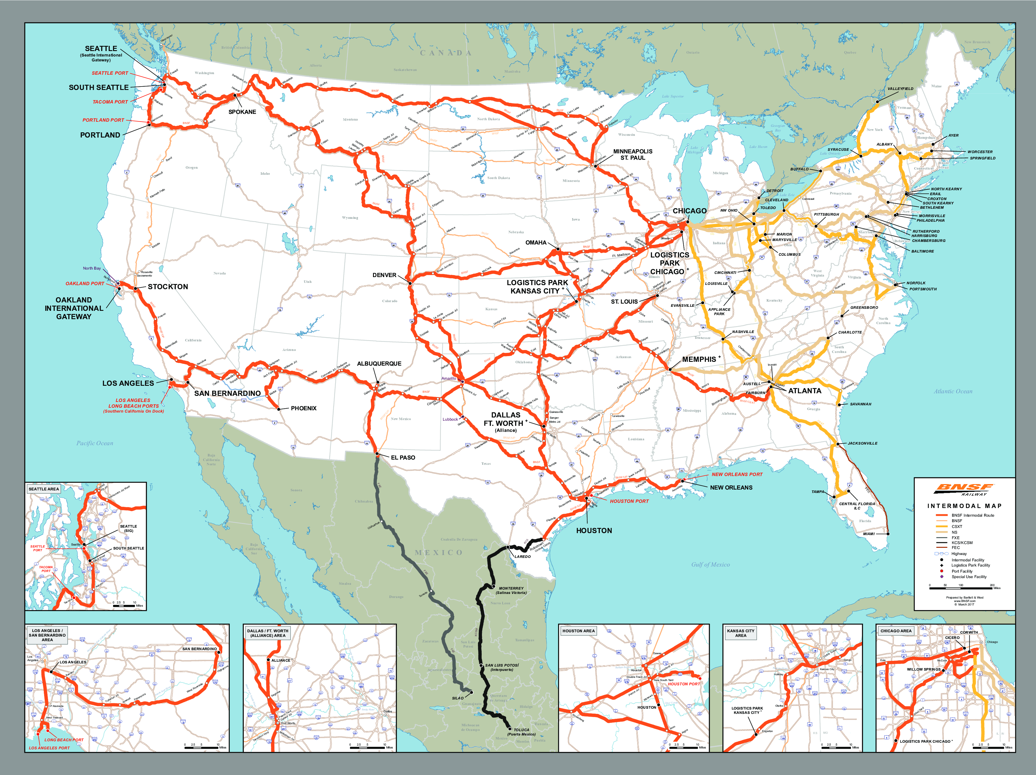 Rail Network Maps | Bnsf - Map Of Texas Showing Santa Fe