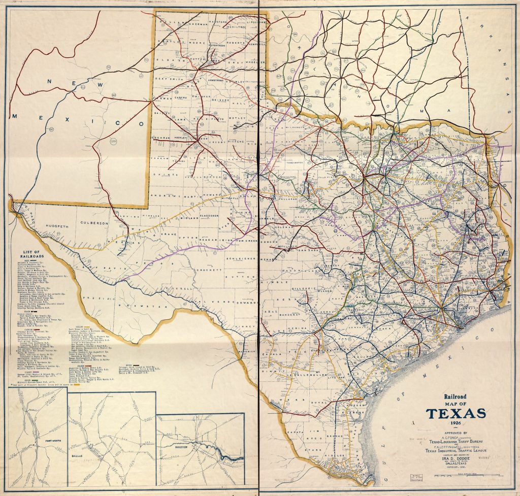 Railroad Map Of Texas, 1926 Library Of Congress Shiner Texas Map Printable Maps