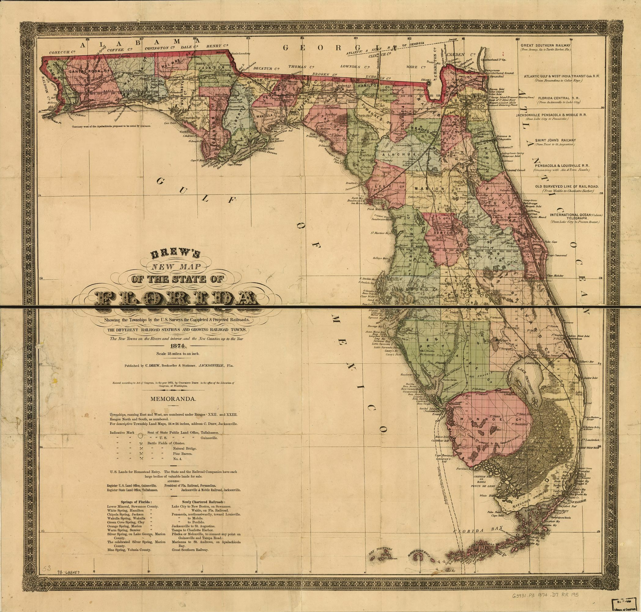 Railroad Maps, 1828 To 1900, Florida | Library Of Congress - Florida Map 1900