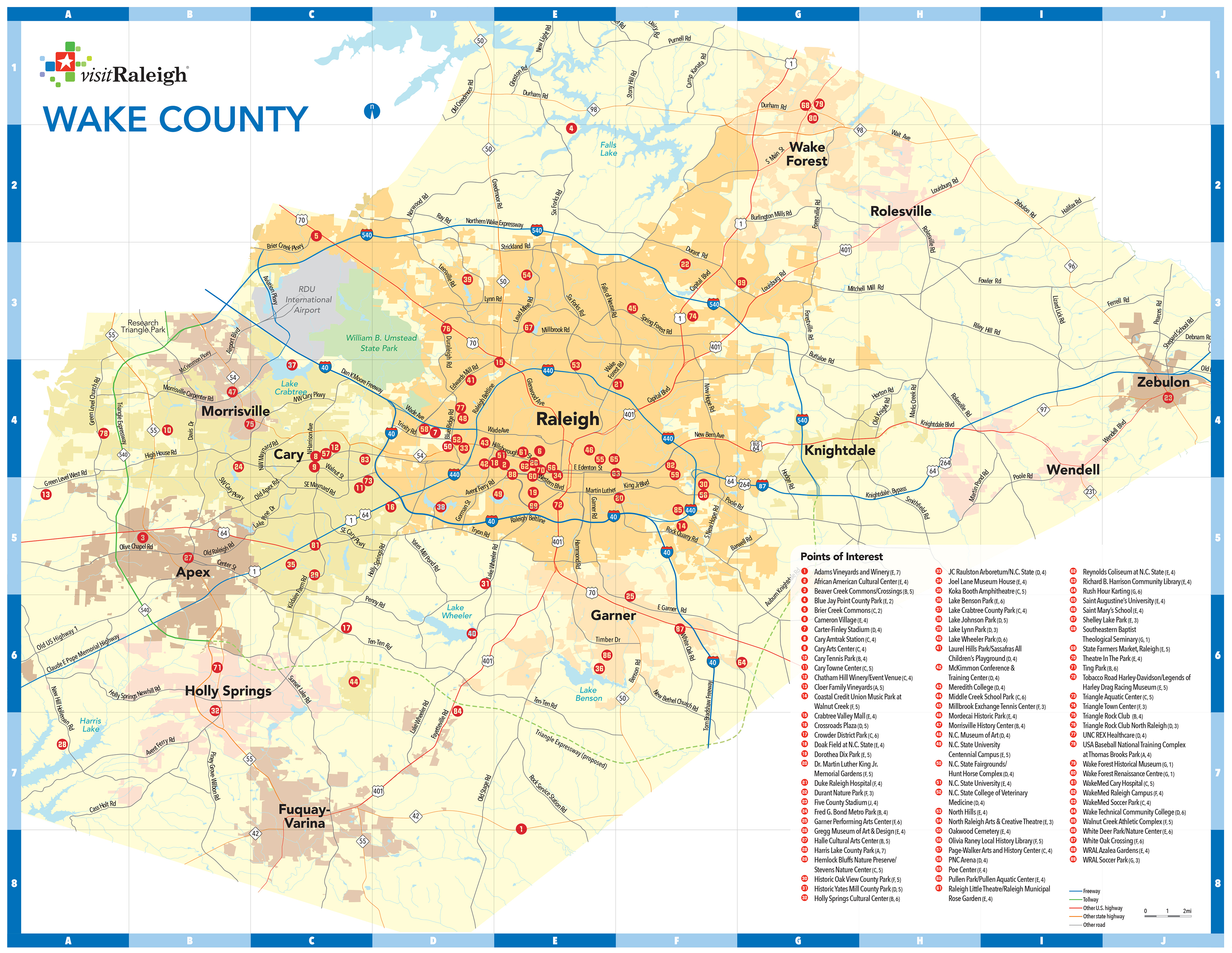 Raleigh, N.c., Maps | Downtown Raleigh Map - Printable Map Of Raleigh Nc