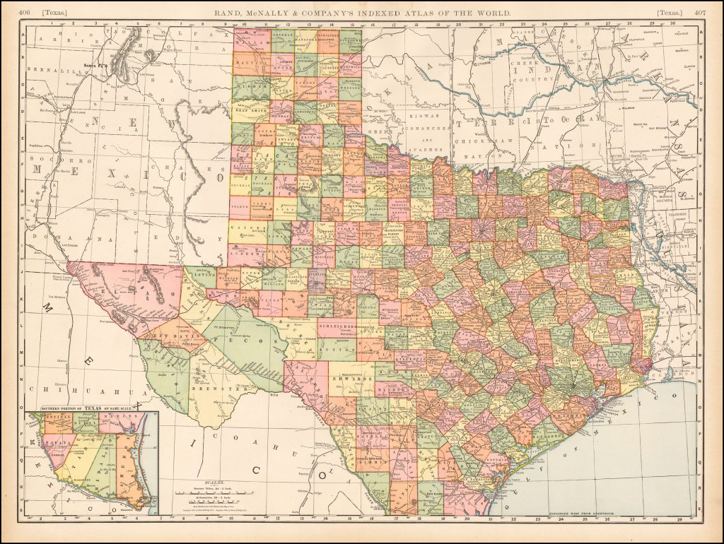 Rand Mcnally & Company's Indexed Atlas Of The World Map Of Texas