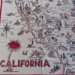 Rare Vintage California State Map Tablecloth California Nevada   Vintage California Map Tablecloth