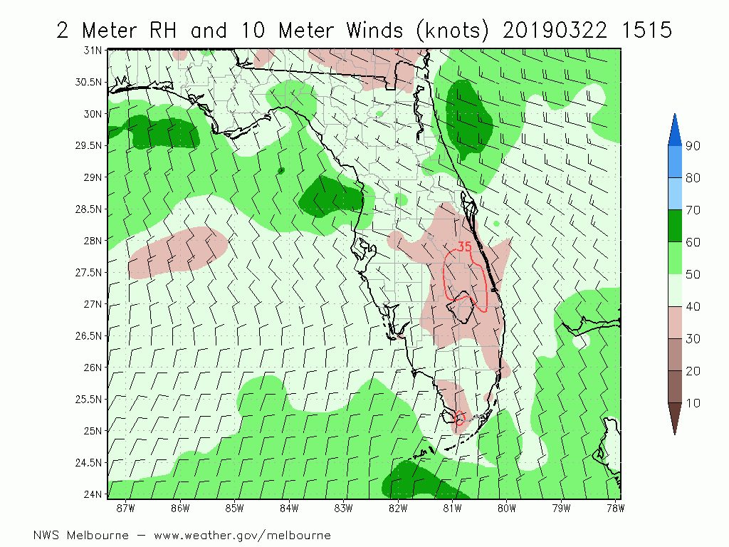 Real Time Mesoscale Analyses From - Real Time Mesoscale Analyses From Nws Melbourne Florida Florida Humidity Map 1024x768