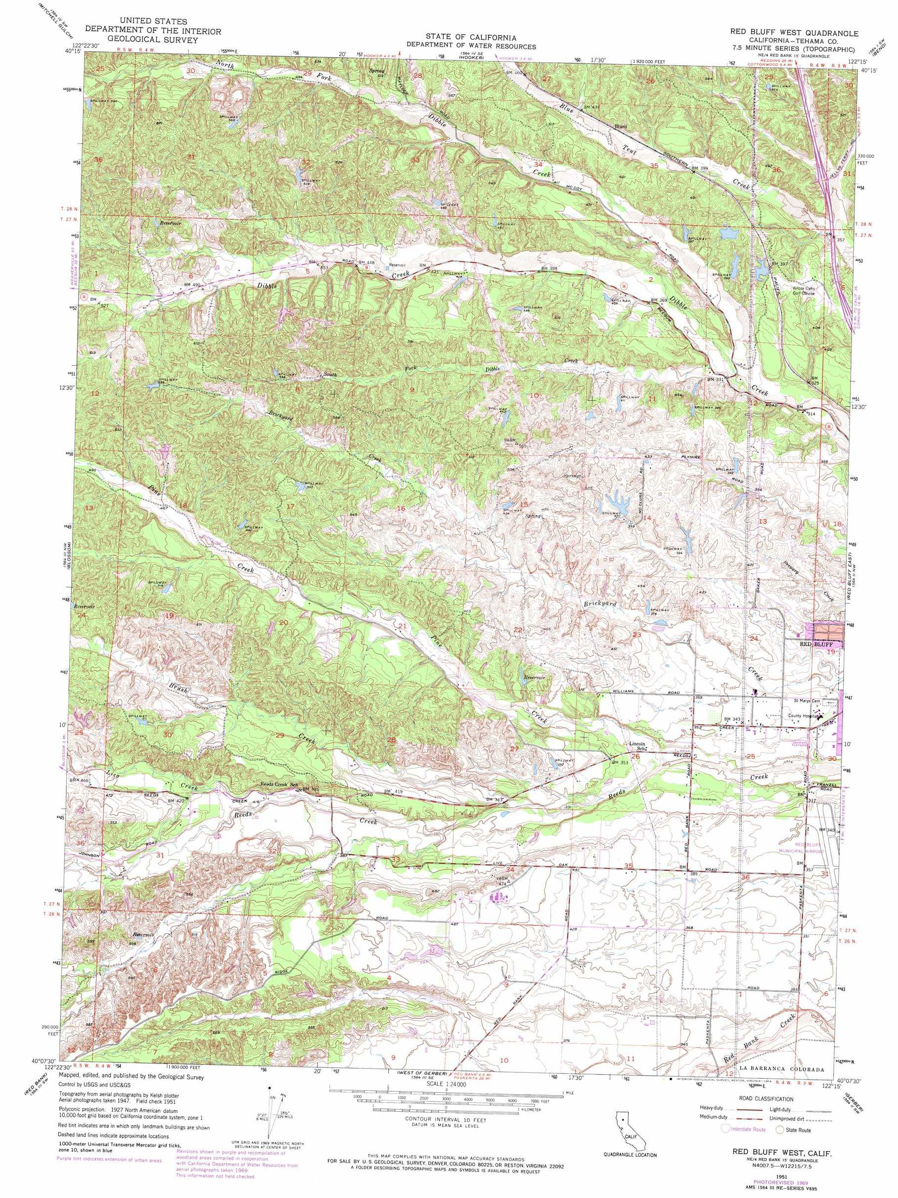Red Bluff West Topographic Map, Ca - Usgs Topo Quad 40122B3 - Ono California Map