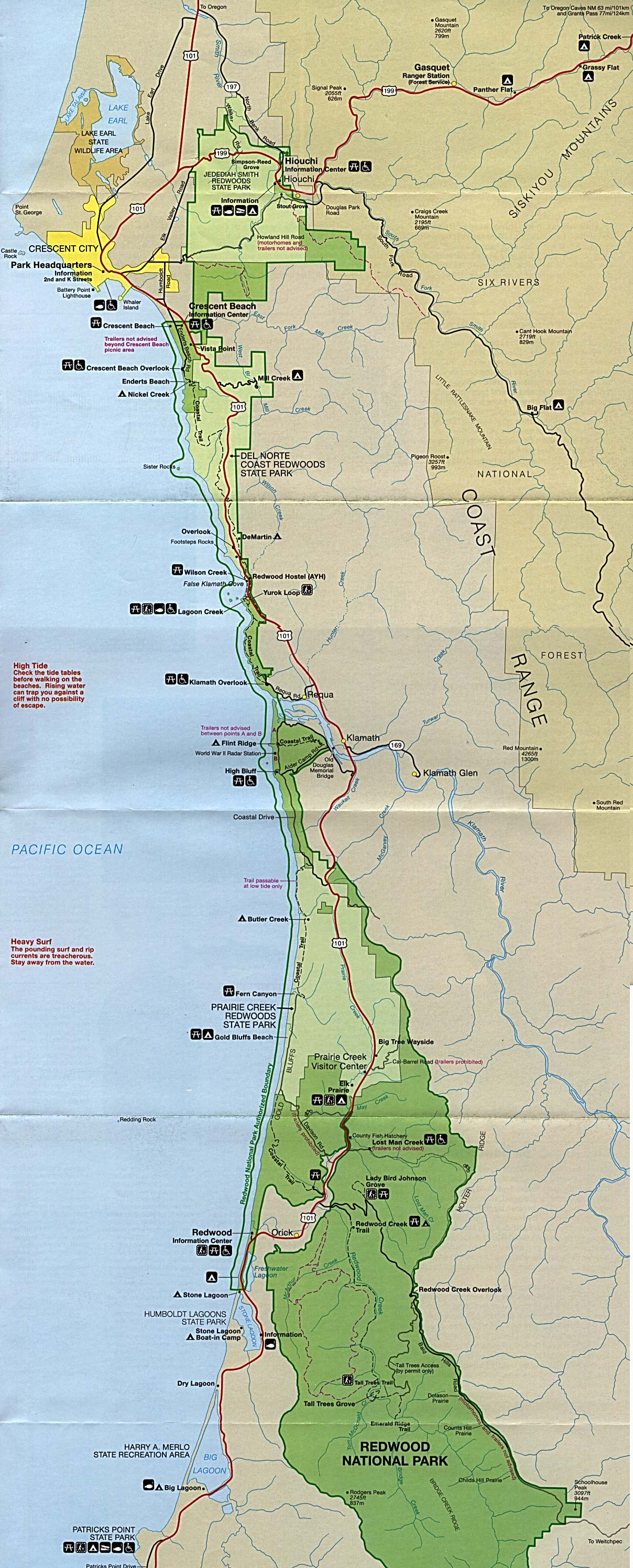 Redwood National Park Map Map Of California Springs California - California Redwood Parks Map