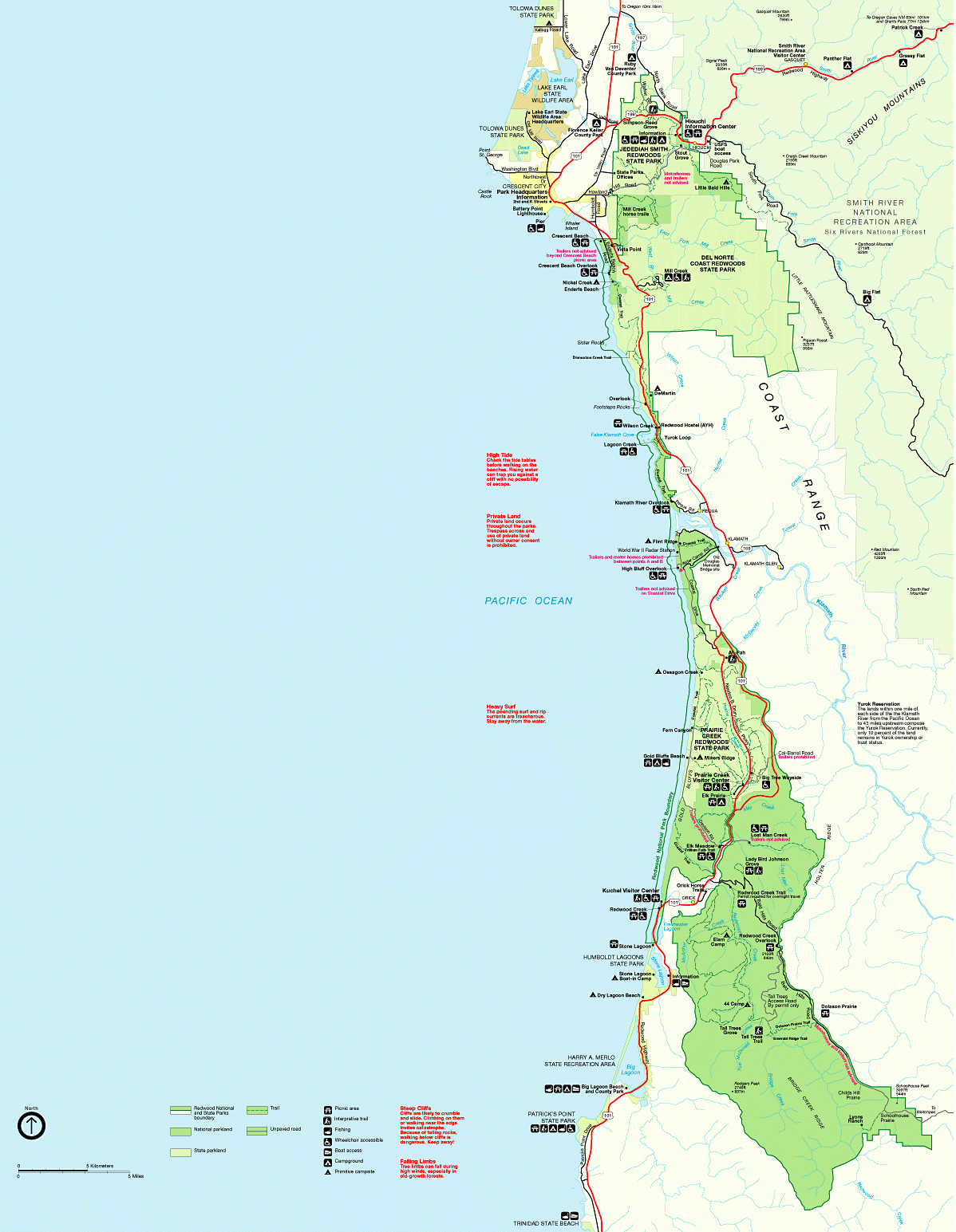 Redwood National Park Map, Redwood State Park California, Redwood Park - California Redwood Parks Map