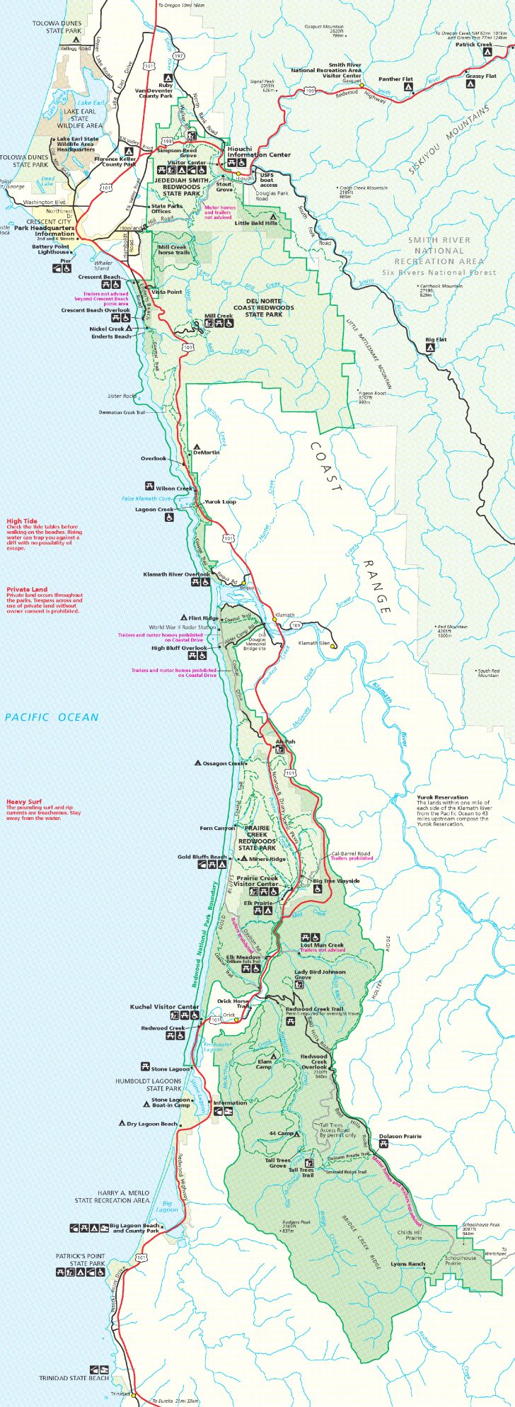 Redwoods Northern California Map Klipy National Parks In Northern