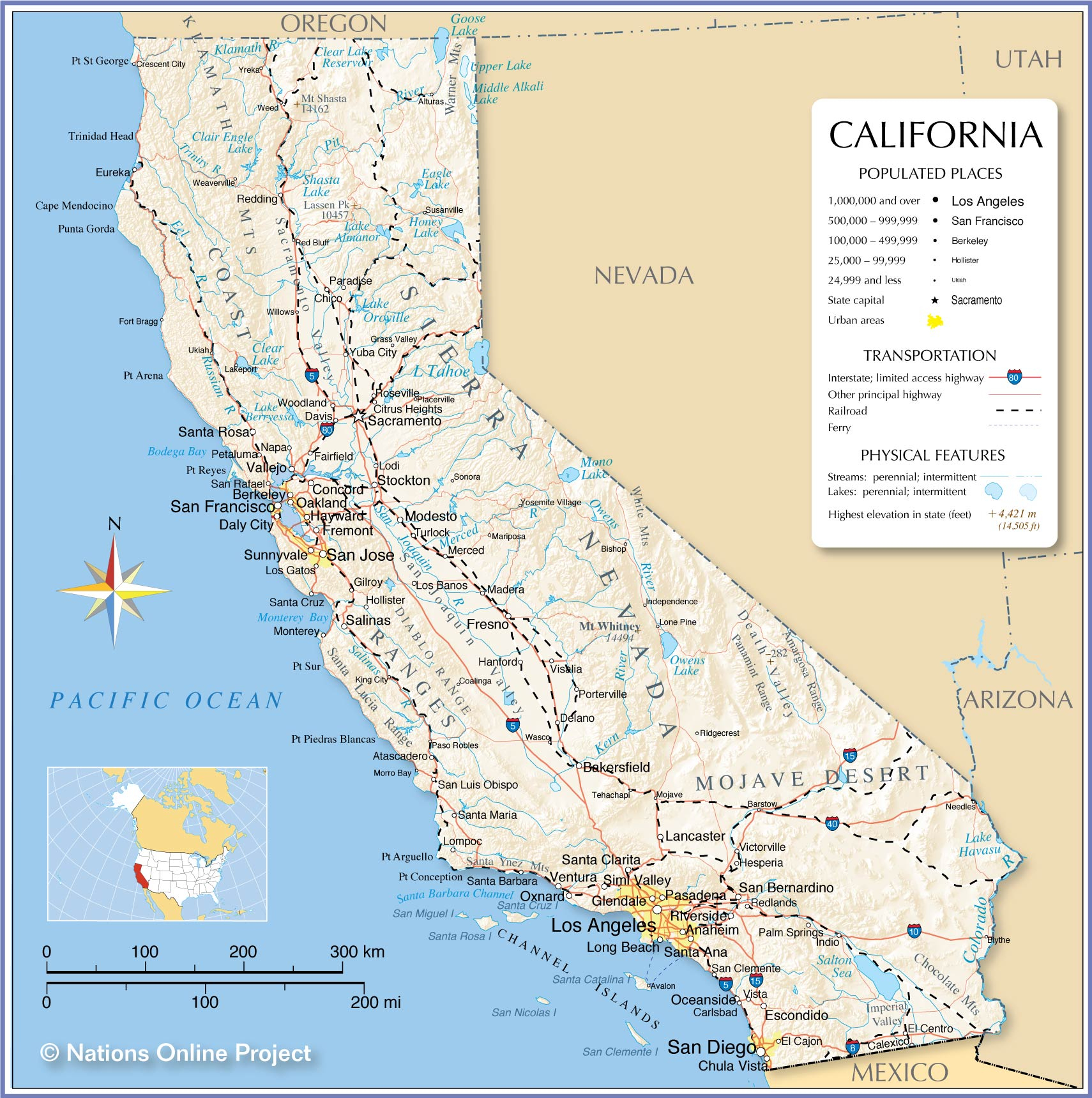 Reference Maps Of California, Usa - Nations Online Project - Road Map Of California Usa