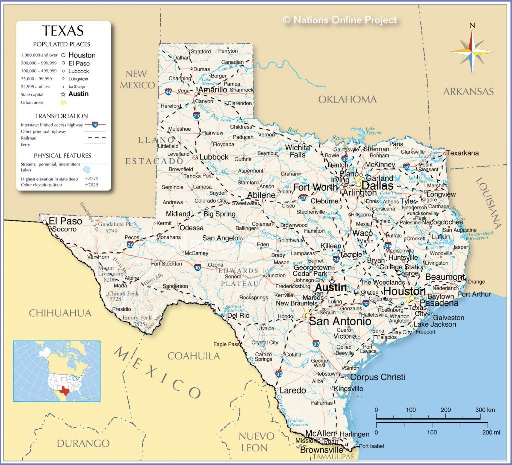 Reference Maps Of Texas, Usa - Nations Online Project - Van Horn Texas ...