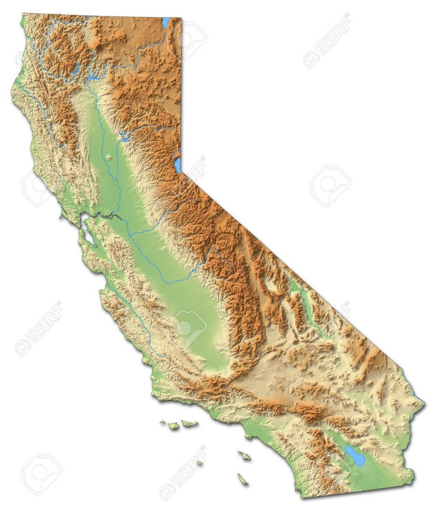 Relief Map Of California, A Province Of United States, With Shaded ...