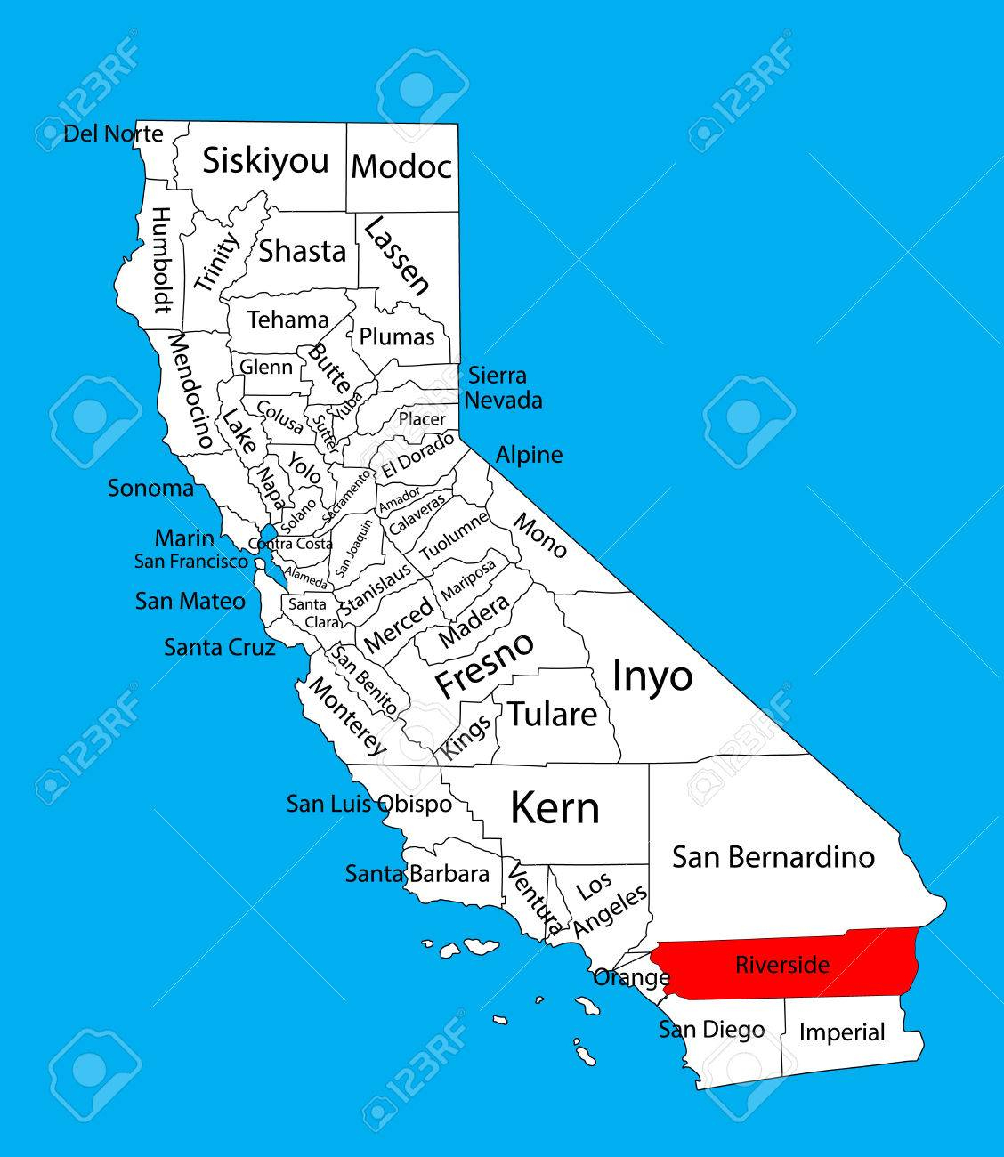 Riverside County (California, United States Of America) Vector - Riverside California Map